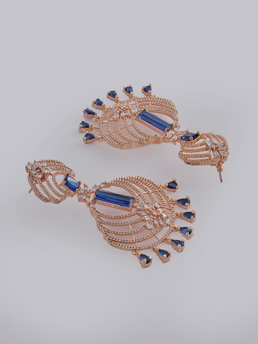 Silver Plated Blue Stone Drop Earrings for Women | Statement Fashion Jewellery Earrings for Girls | Boho Dangle Earrings | Gift for Women
