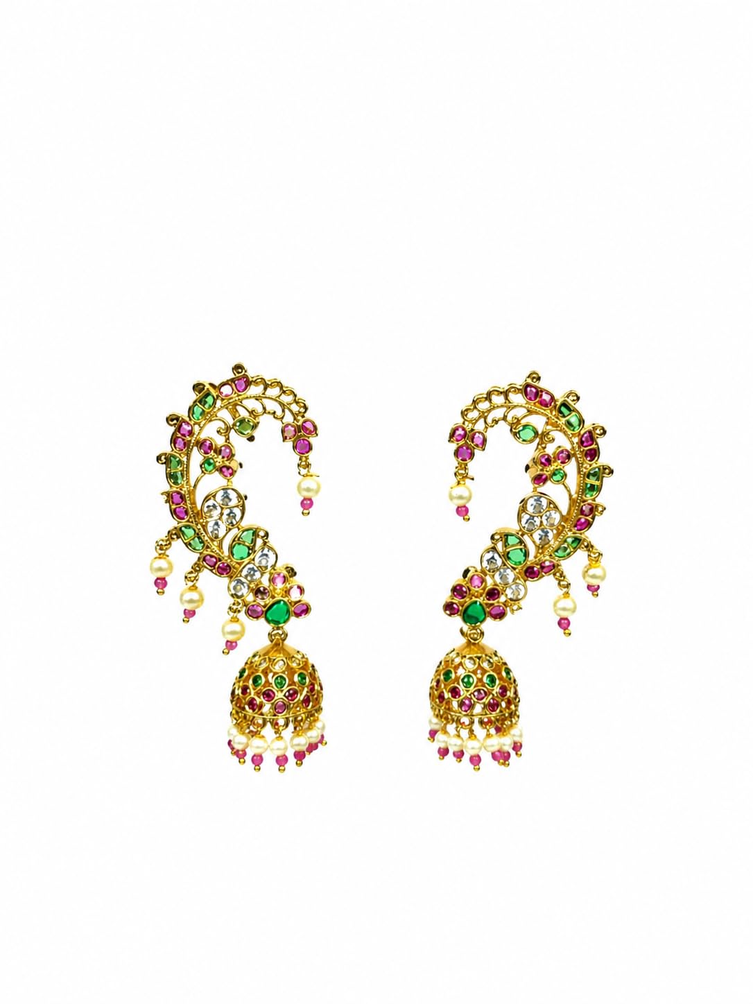 Gold Plated Peacock Style Jhumka Earrings for Women | Multicolor Traditional Temple Jewellery Earrings for Girls | Bridal Drop Earrings | Gift for Women