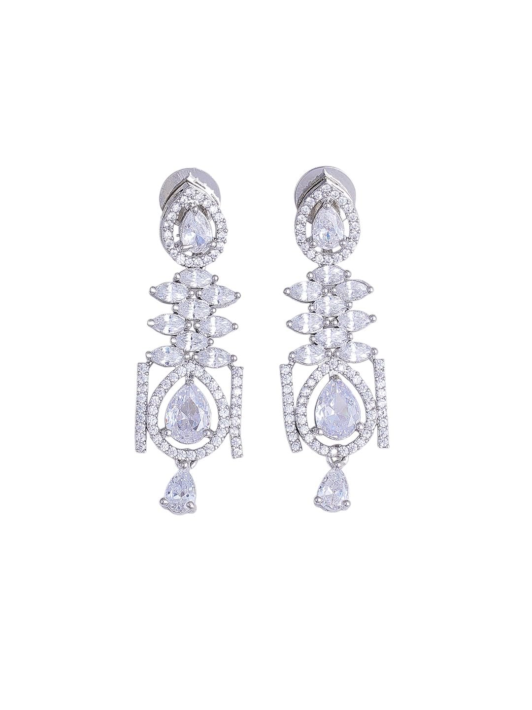 KAYRAH High-polished Brass CZ Stone Pendant Necklace, Stud Earrings and Ring Set for Women and Girls with Matching Earrings with Matching Earrings