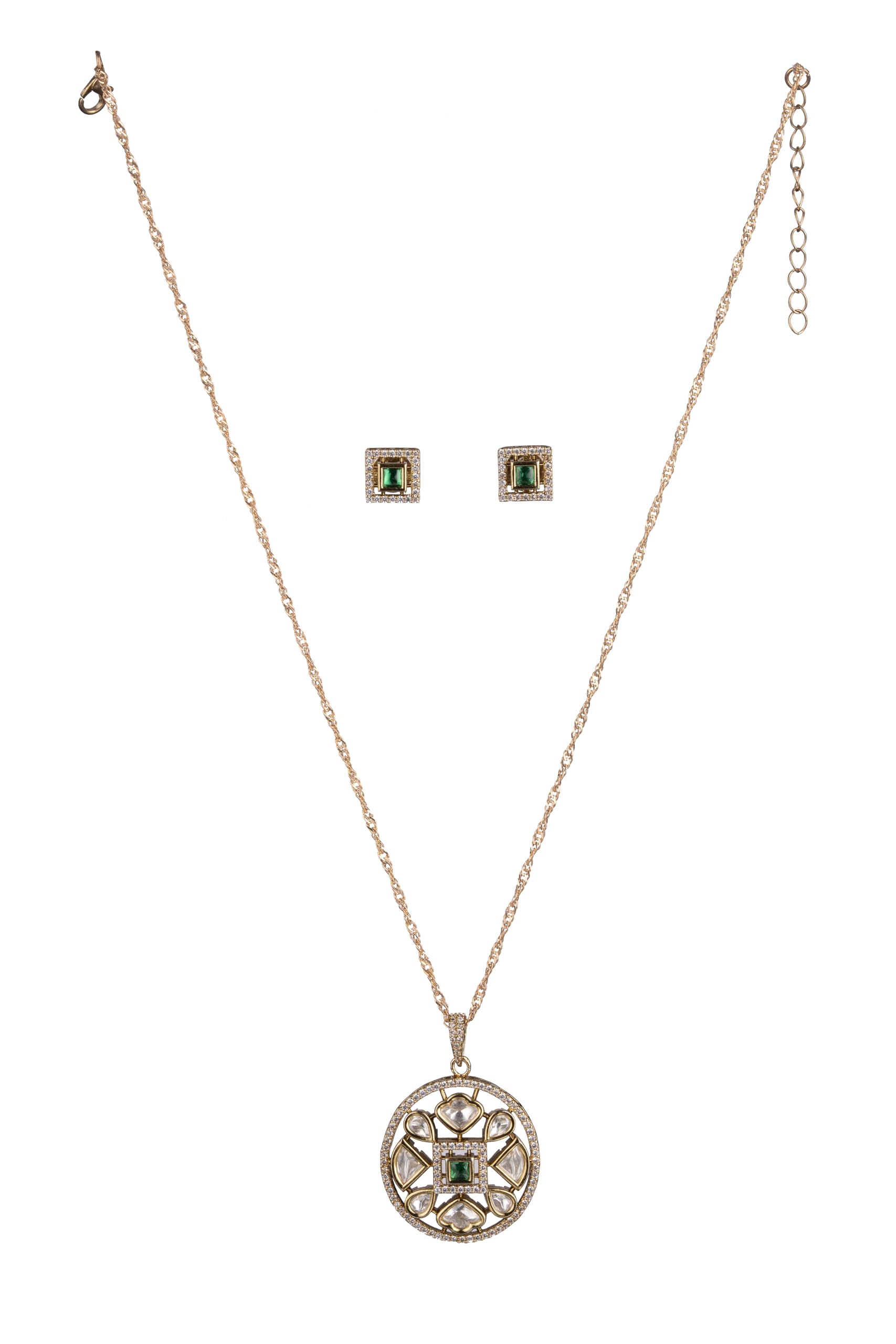 KAYRAH Women Muliple Colors Brass Material Crafted Onyx Stone Studed Necklace with Earrings with Matching Earrings with Matching Earrings