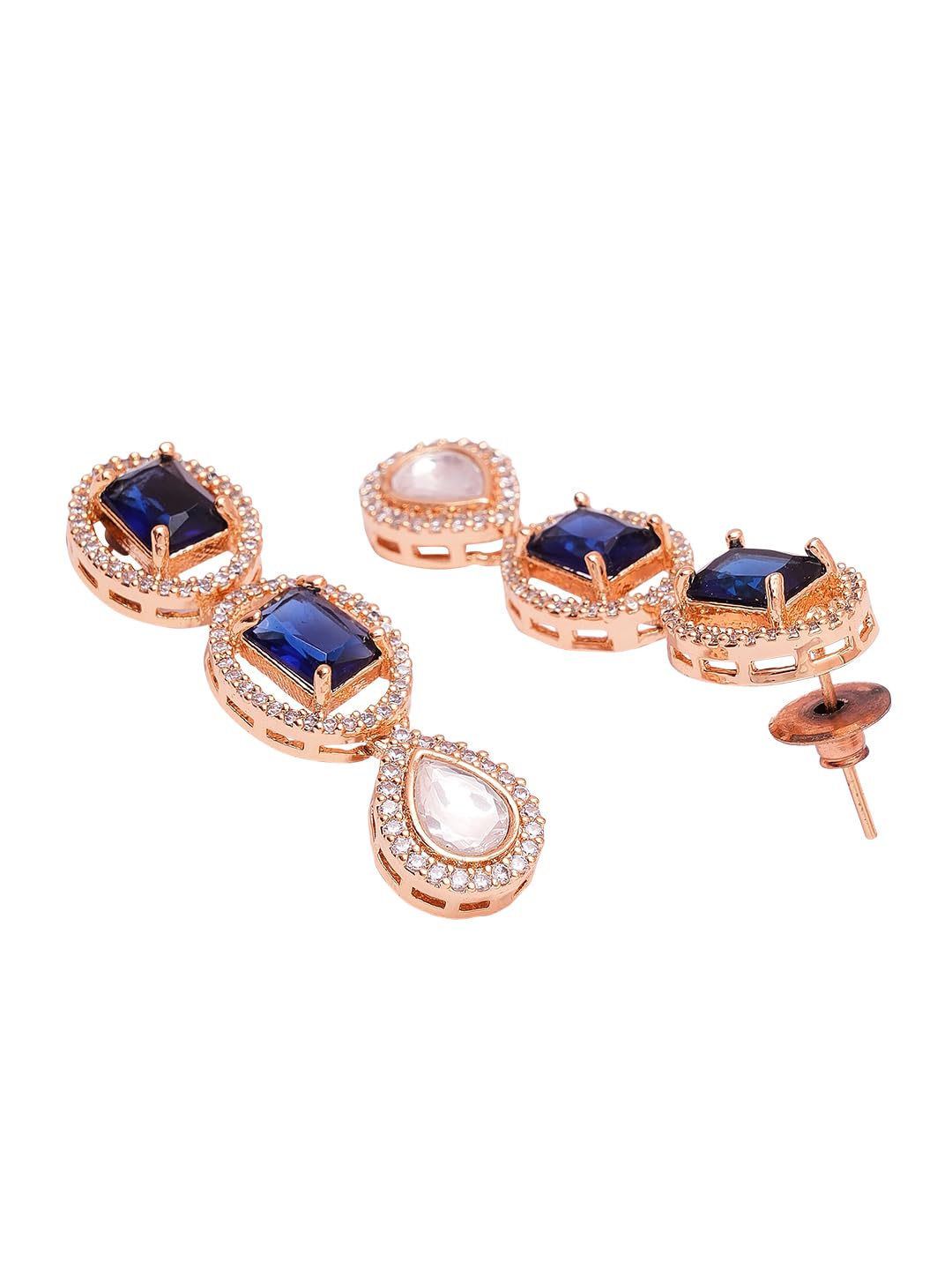 KAYRAH Women Pink Brass Material Crafted CZ Stone Studed Necklace with Earrings with Matching Earrings with Matching Earrings