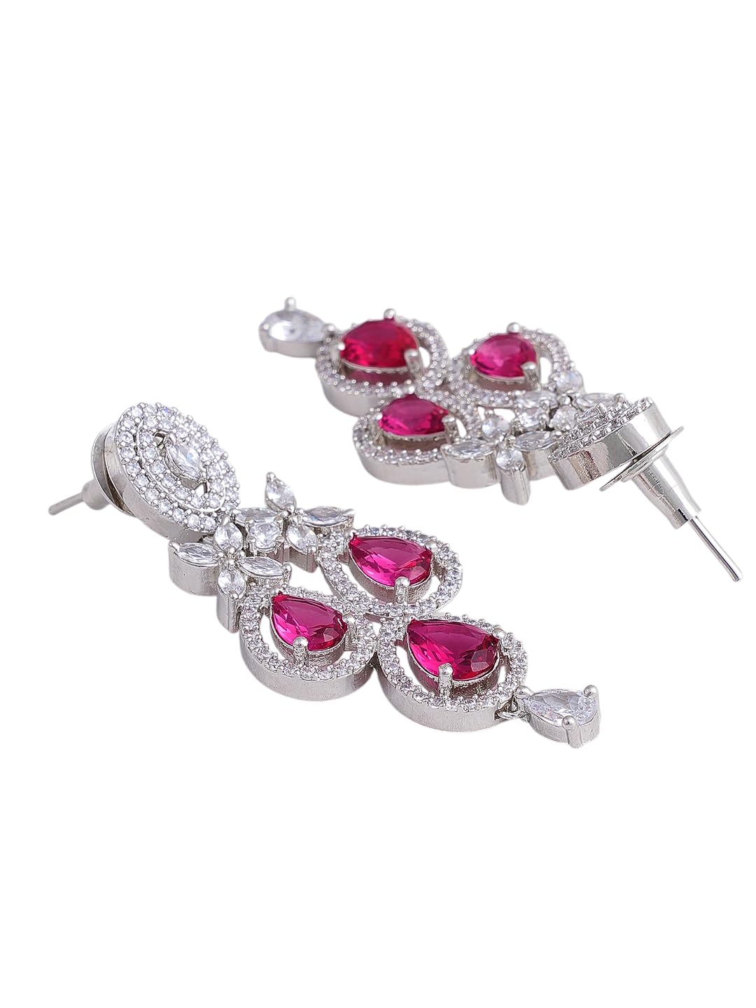 KAYRAH Women Brass Material Crafted CZ Stone Studed Necklace with Earrings with Matching Earrings with Matching Earrings