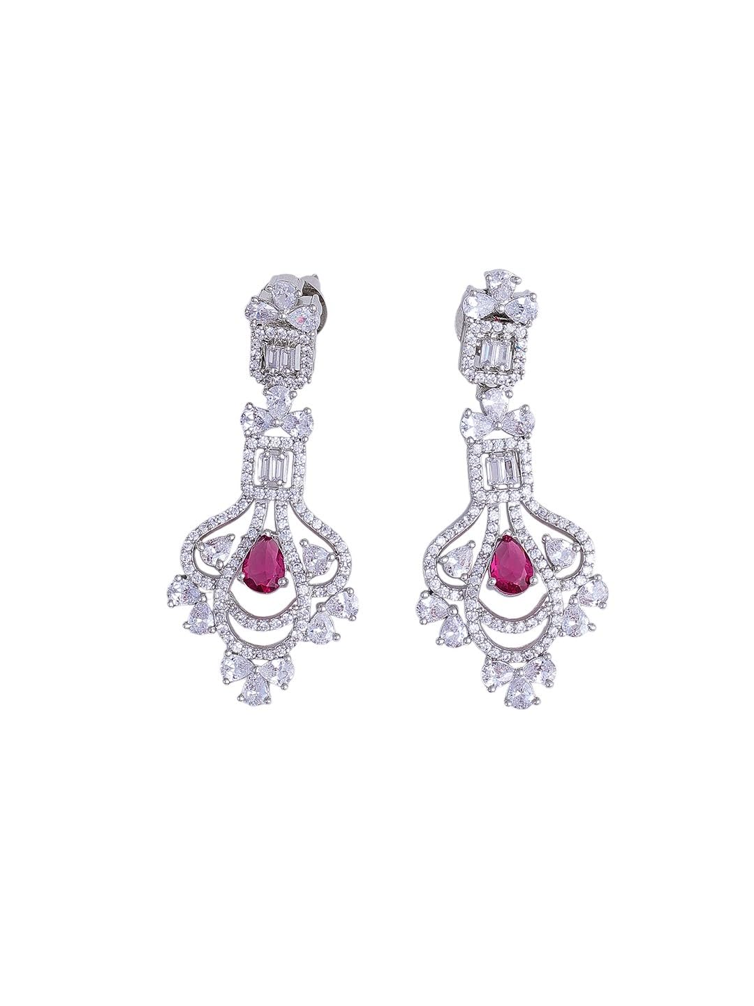 KAYRAH Women Green Brass Material Crafted CZ Stone Studed Necklace with Earrings with Matching Earrings with Matching Earrings