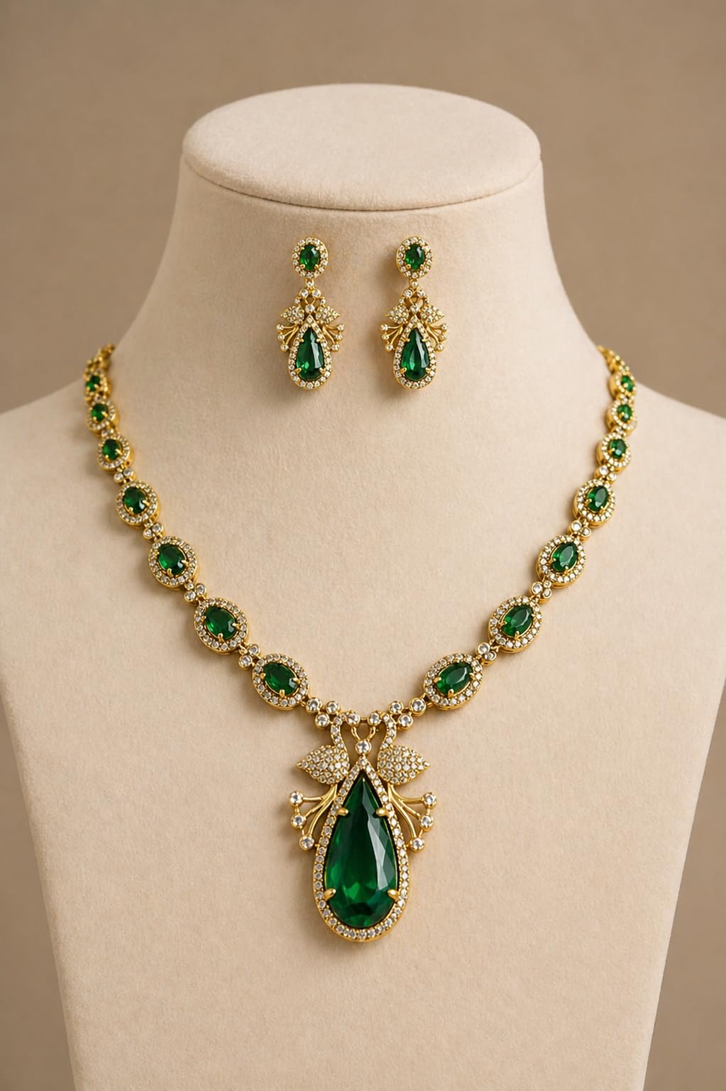 KAYRAH Gold Plated Temple Jewellery Necklace Set with Lakshmi Pendant and Jhumka Earrings, Traditional South Indian Bridal with Matching Earrings with Matching Earrings