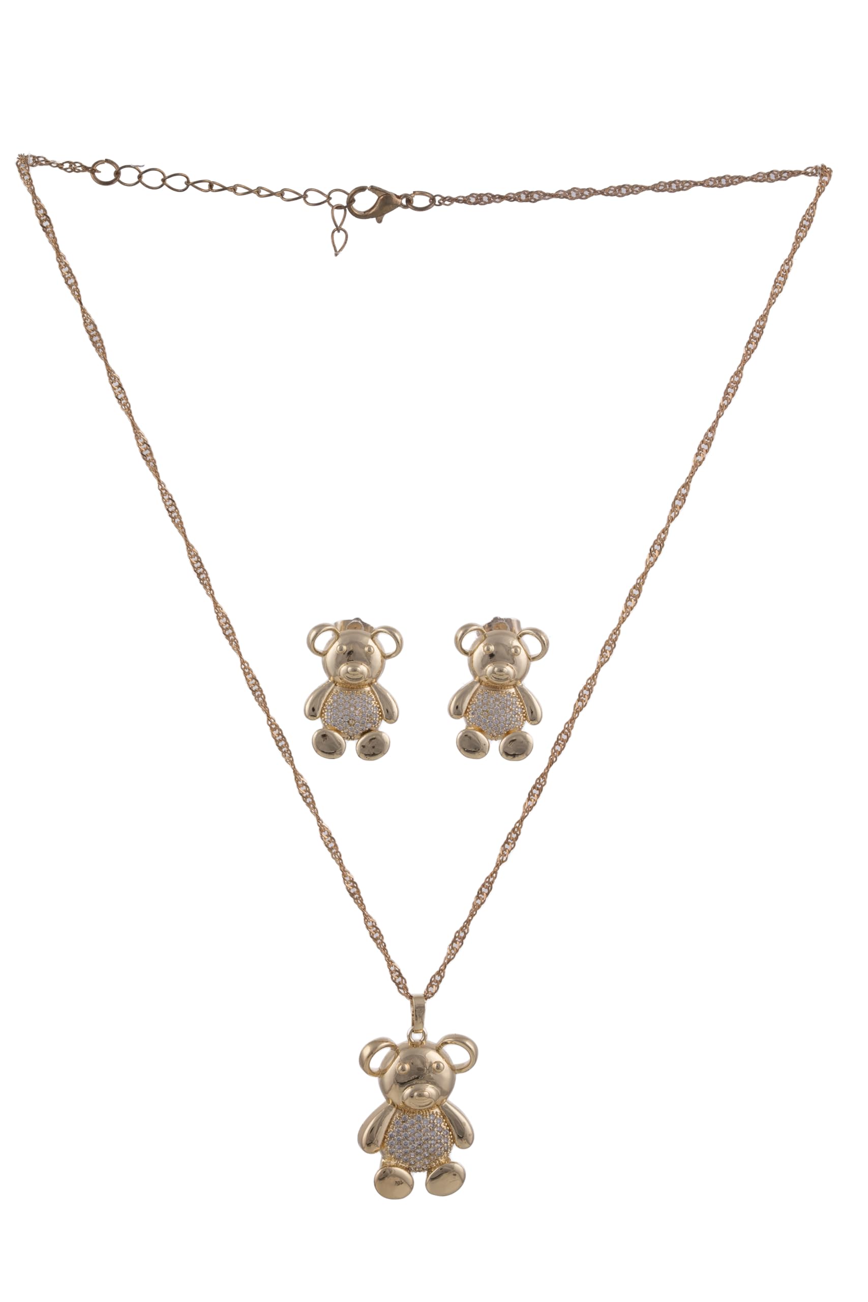 KAYRAH Gold Plated Heart Shape Pendant Necklace Set for Women Stylish with Matching Earrings with Matching Earrings