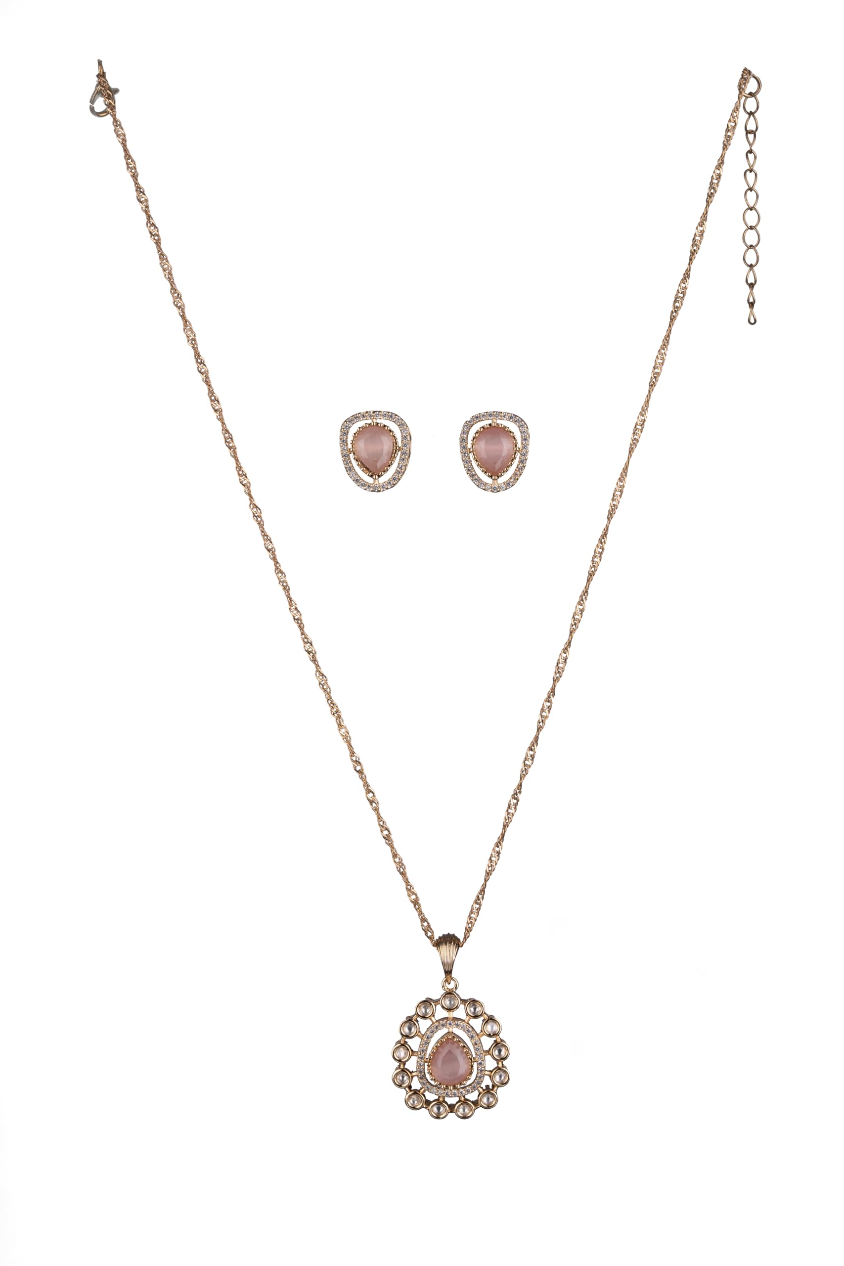 KAYRAH Women Multi Brass Material Crafted Kundan Stone Studed Necklace with Earrings with Matching Earrings with Matching Earrings