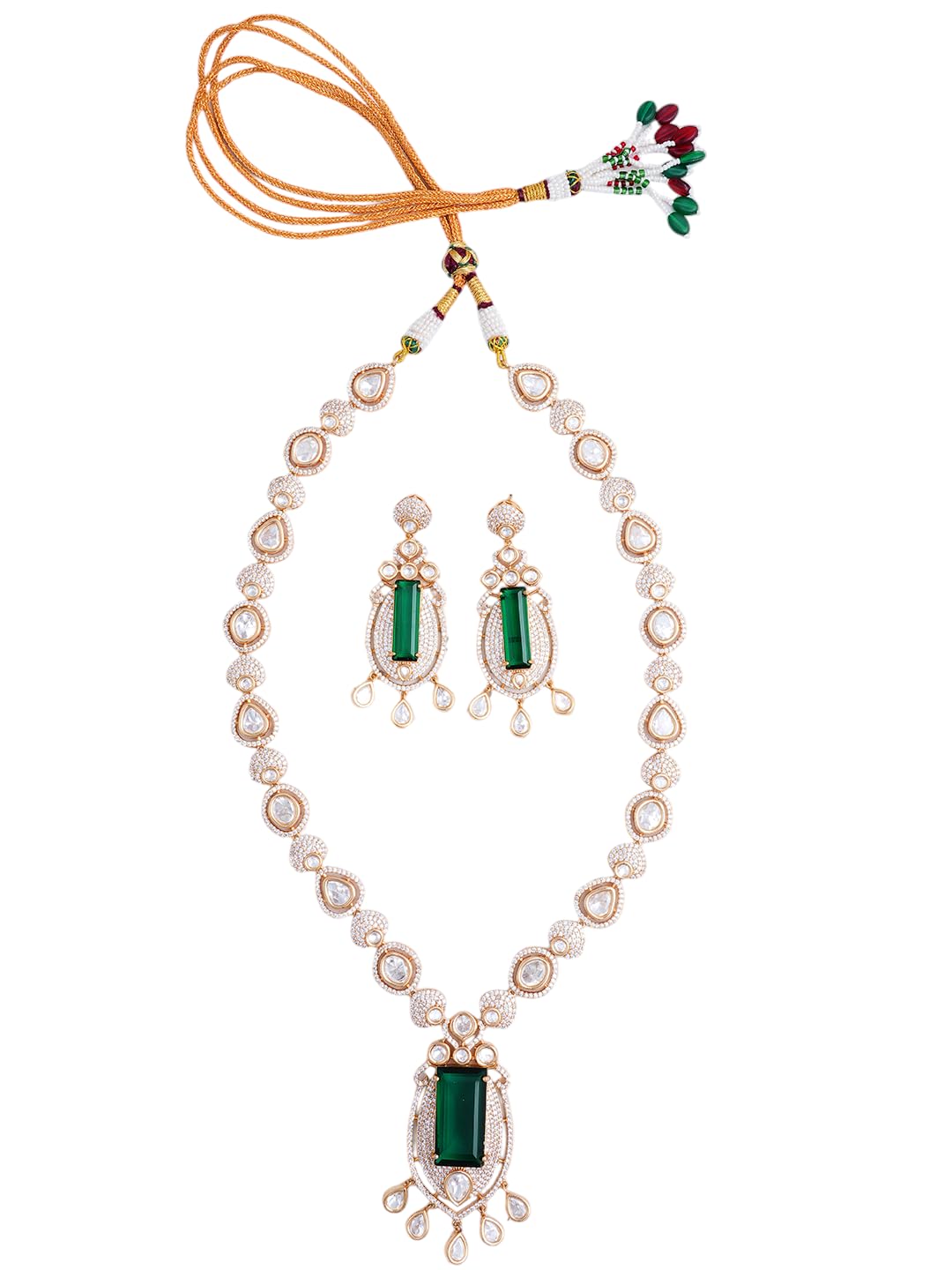 KAYRAH Rose Gold Plated American Diamond Necklace Set for Women Stylish with Matching Earrings with Matching Earrings