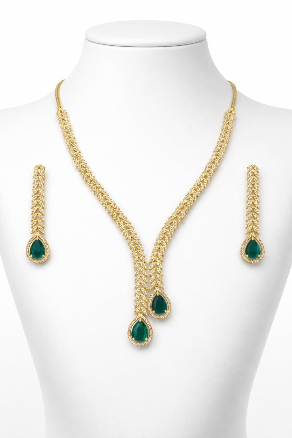 KAYRAH Gold Plated Blue Stone Necklace Set for Women Stylish with Matching Earrings with Matching Earrings