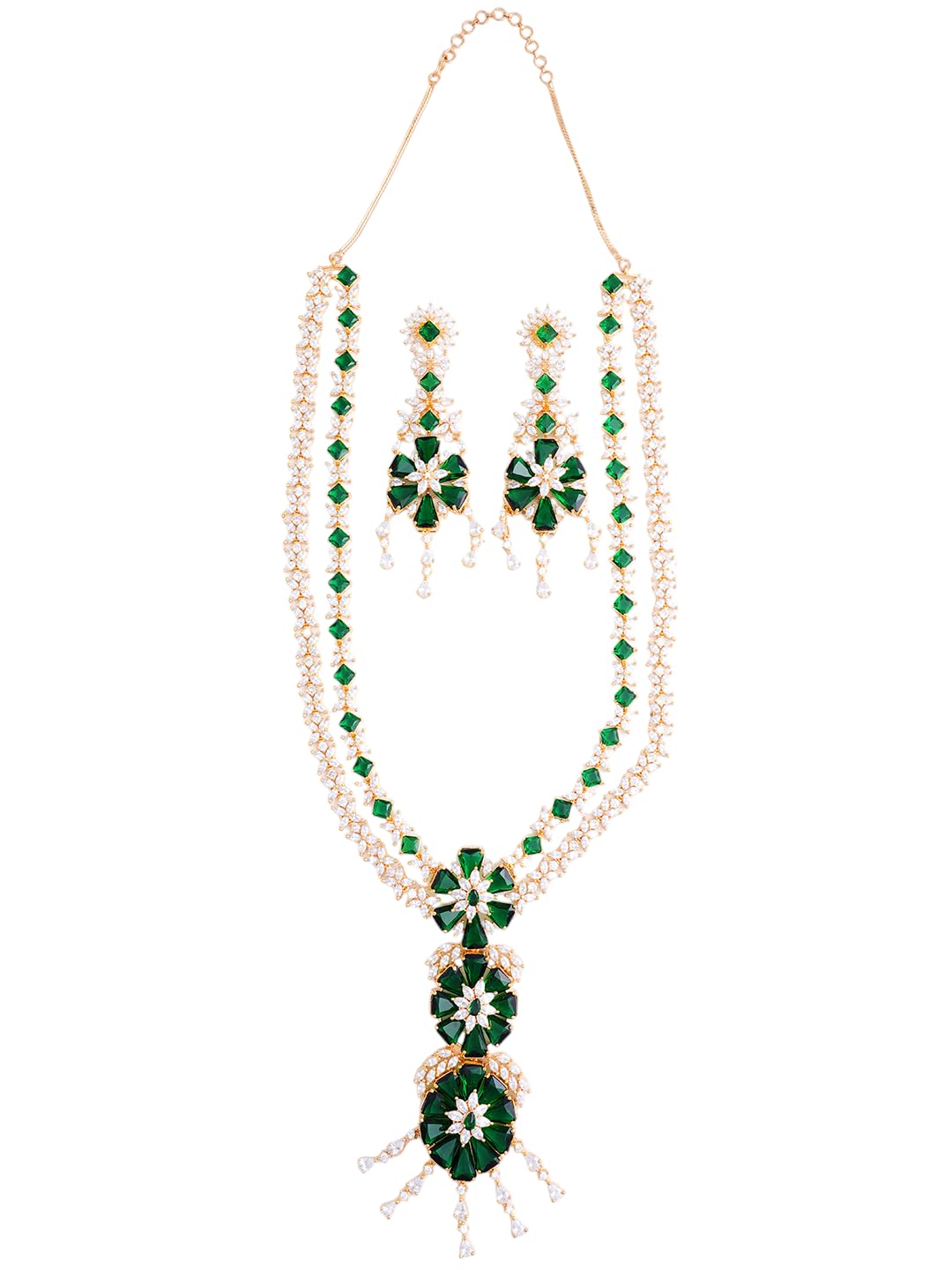 KAYRAH Gold Plated Red Stone Bridal Necklace Set for Women with Matching Earrings with Matching Earrings