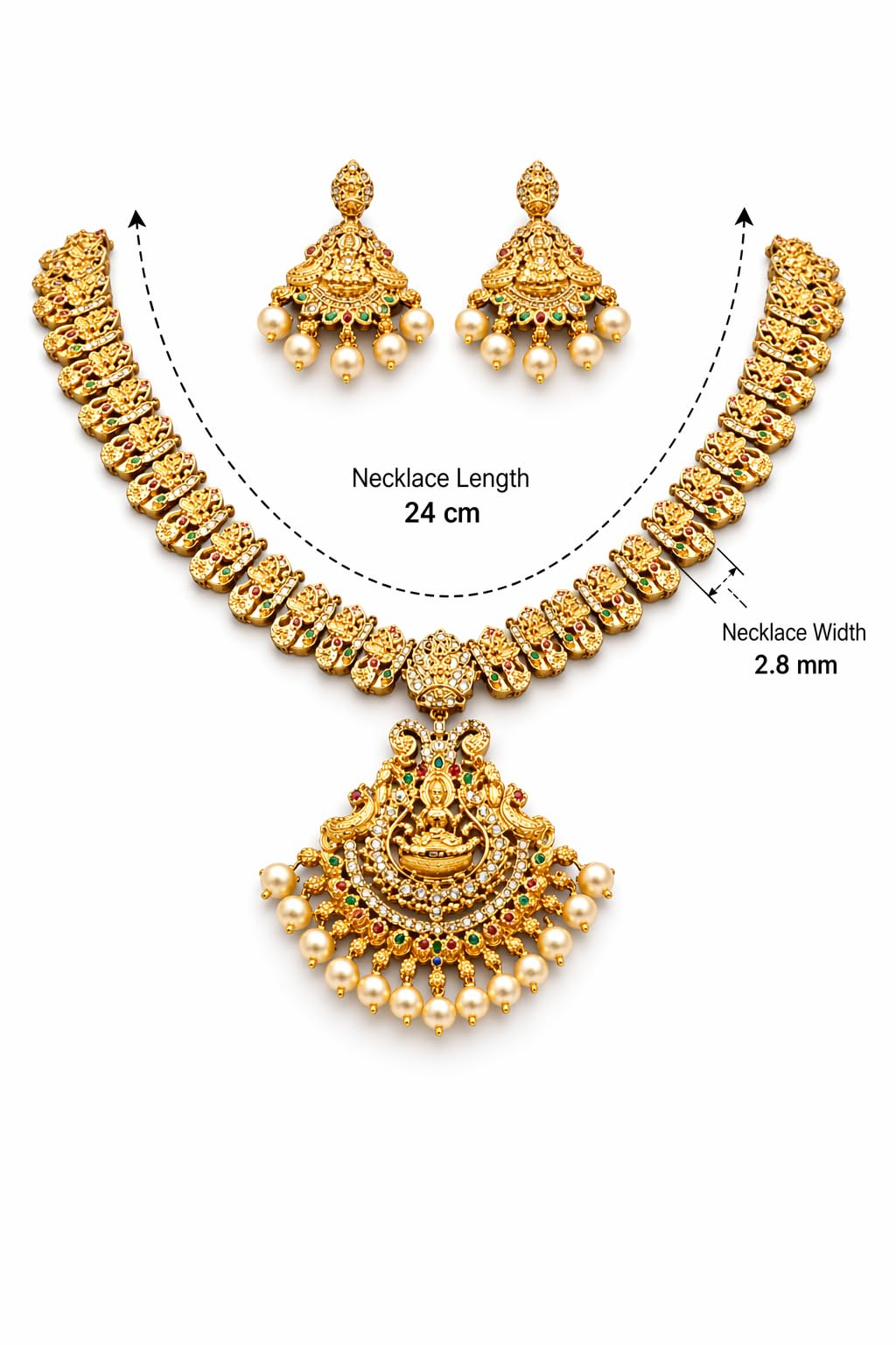 KAYRAH Gold Plated Jewellery Set with Pink Cubic Zirconia Stones, American Diamond Heart Pendant Necklace and Drop Earrings for Wedding & Party with Matching Earrings with Matching Earrings