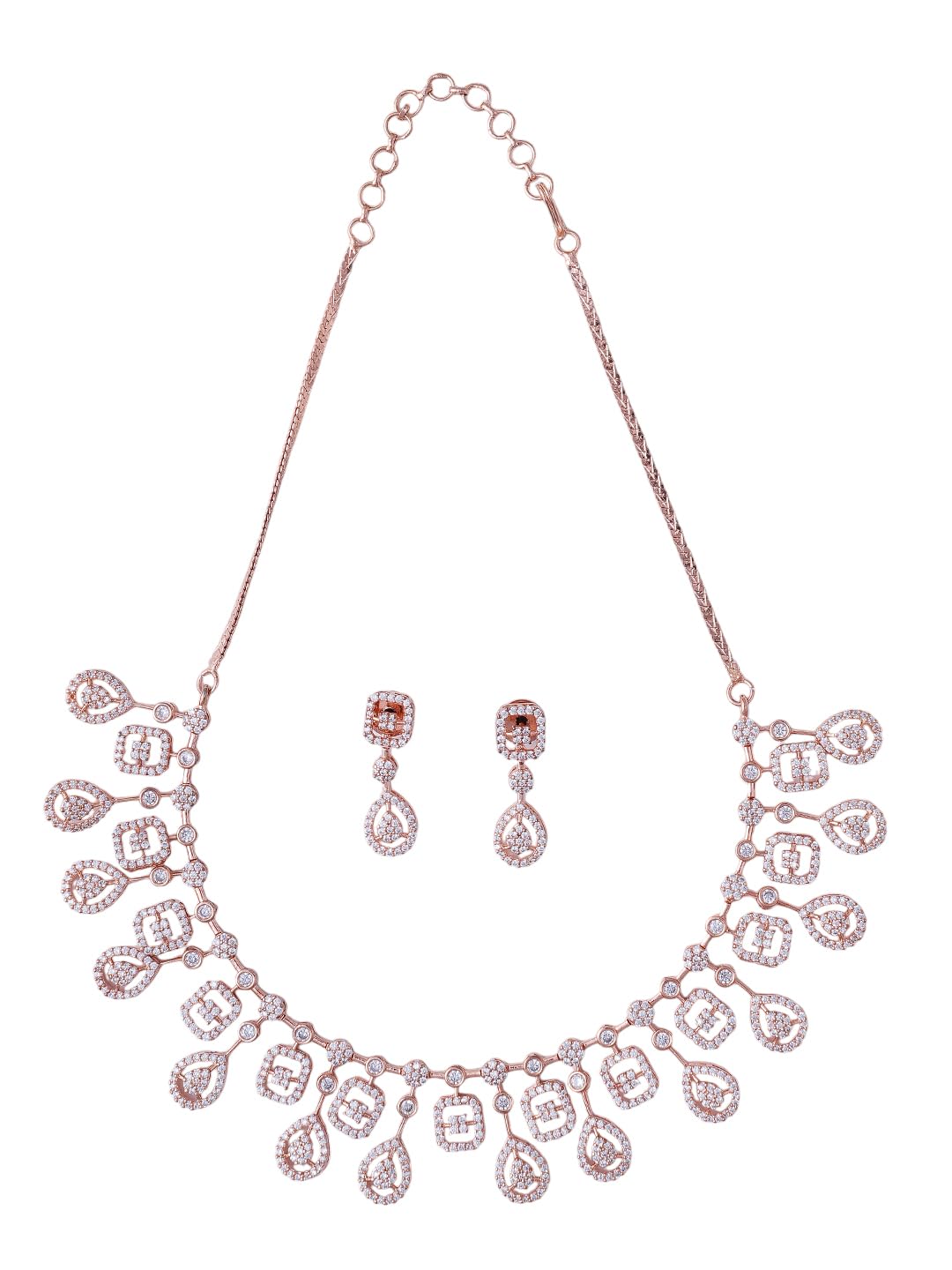 KAYRAH Brass CZ Stone Necklace Set with Earrings for Women & Girls with Matching Earrings with Matching Earrings