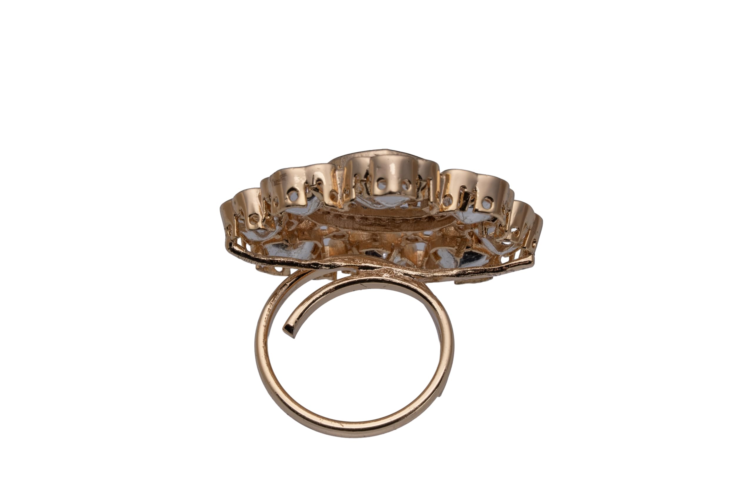 KAYRAH Brass Material Topaz Stone Stud Ring for Women and Girls for Every Occassion (White Polki )