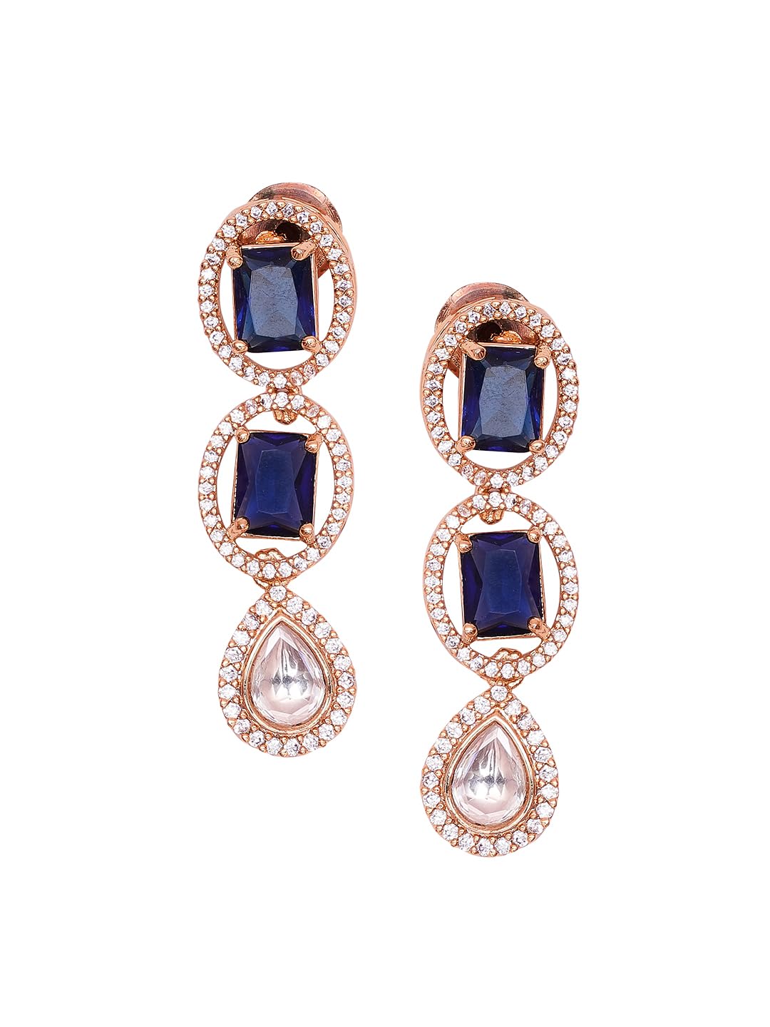 KAYRAH Women Pink Brass Material Crafted CZ Stone Studed Necklace with Earrings with Matching Earrings with Matching Earrings