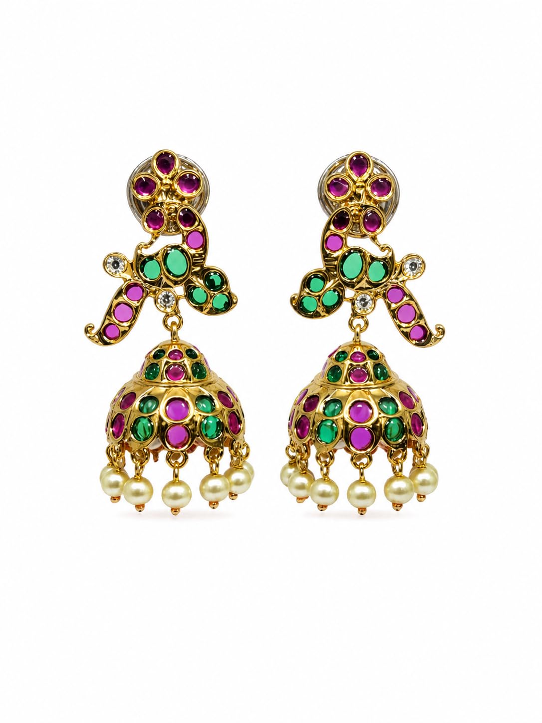 Gold Plated Multicolor Stone Jhumka Earrings for Women Stylish | Traditional Fashion Jewellery Earrings for Girls | Elegant Earrings Gift for Women