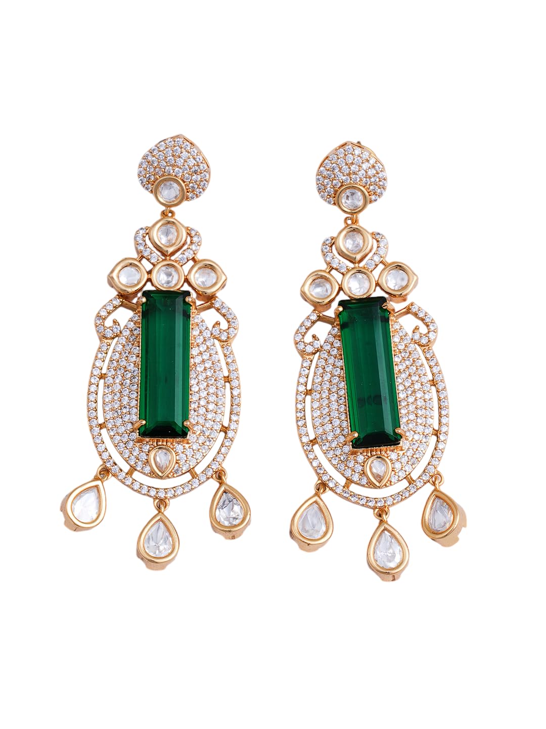 KAYRAH Rose Gold Plated American Diamond Necklace Set for Women Stylish with Matching Earrings with Matching Earrings