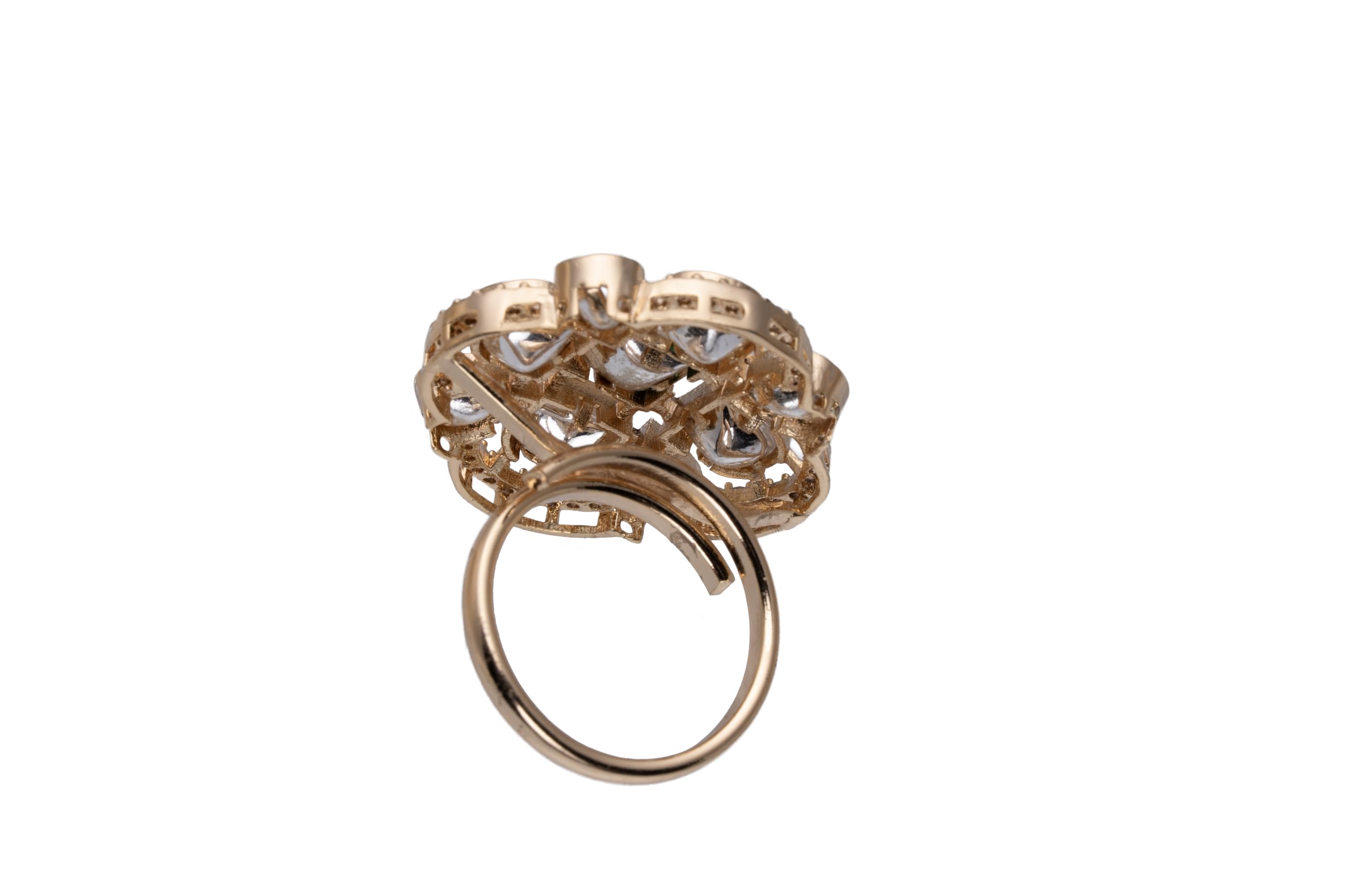 KAYRAH Brass Topaz Stone Stud Ring for Women and Girls for Every Occasion (Green)