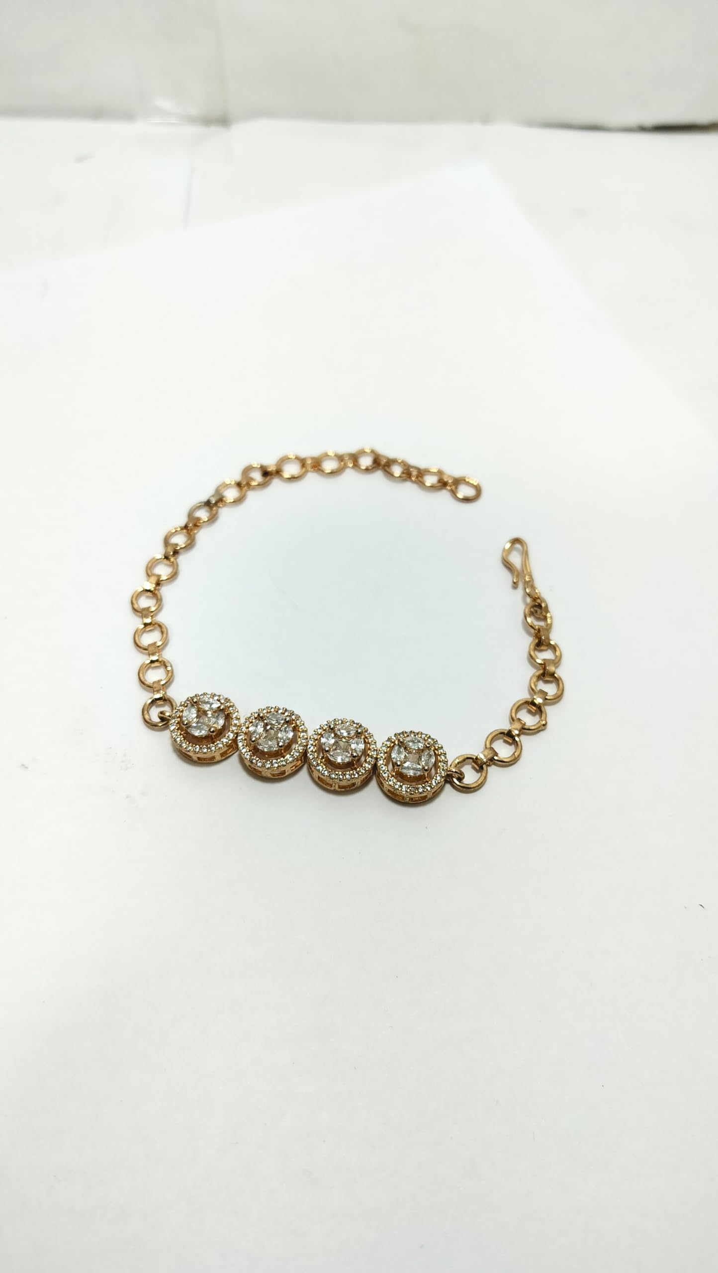 KAYRAH Gold Plated Round Crystal Bracelet for Women Stylish Fashion Jewellery