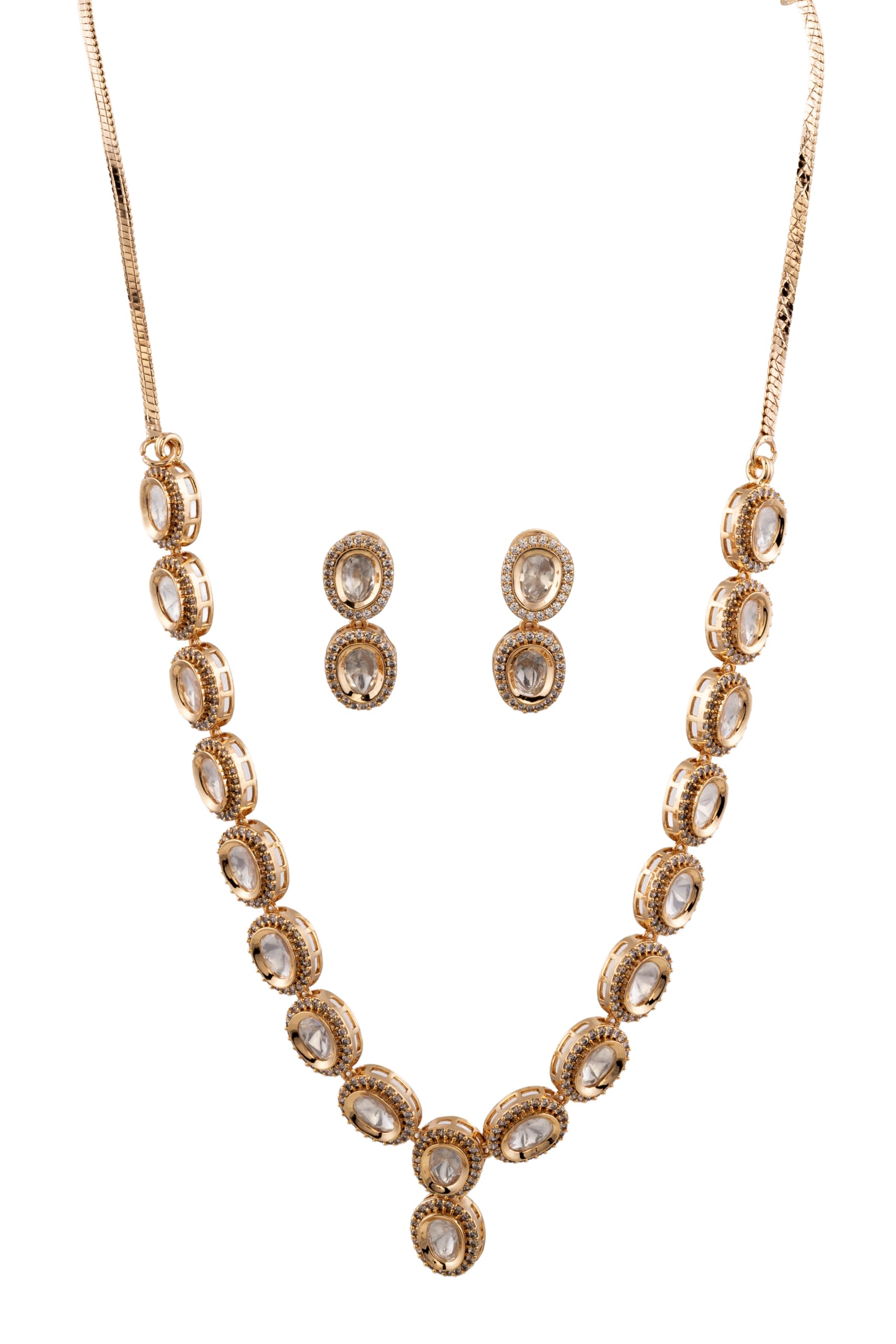 KAYRAH Gold Plated Necklace Set for Women Stylish with Matching Earrings with Matching Earrings