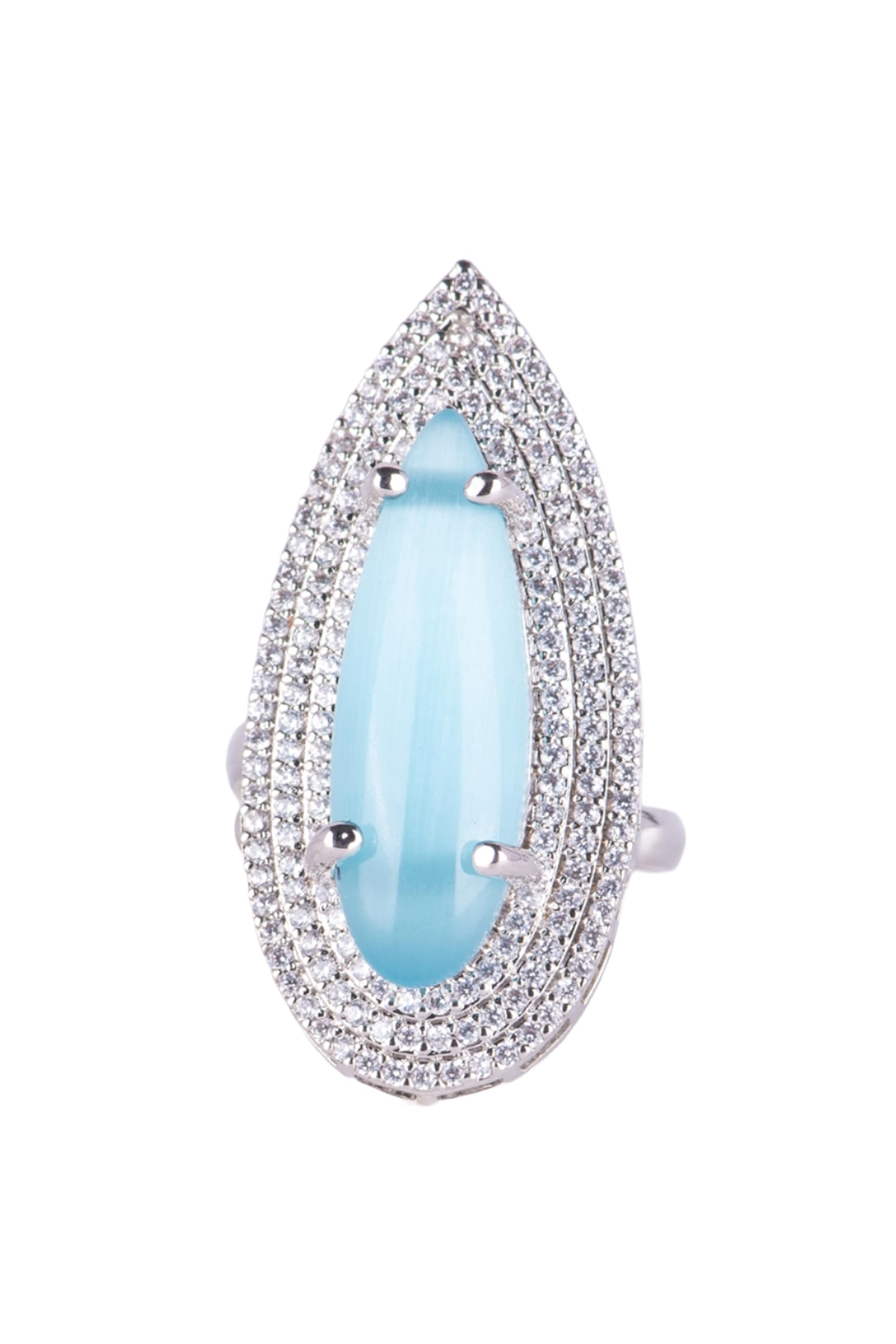 KAYRAH High-polished Brass CZ Stone Pendant Necklace, Stud Earrings and Ring Set for Women and Girls with Matching Earrings with Matching Earrings