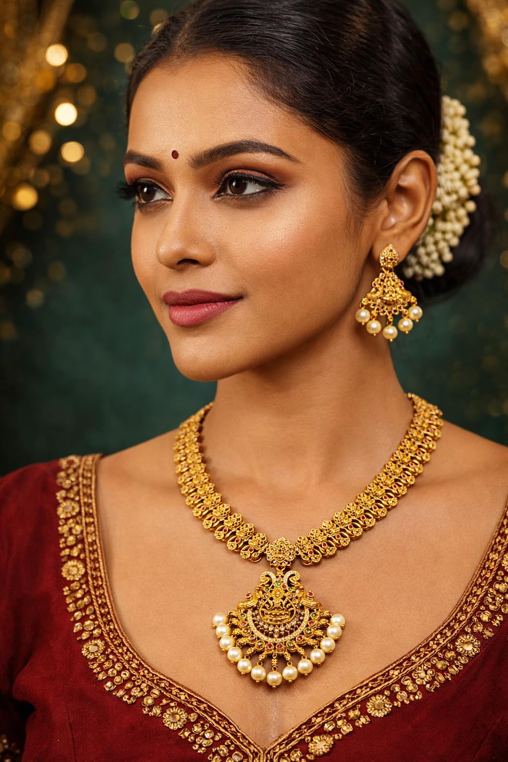 KAYRAH Gold Plated Jewellery Set with Pink Cubic Zirconia Stones, American Diamond Heart Pendant Necklace and Drop Earrings for Wedding & Party with Matching Earrings with Matching Earrings