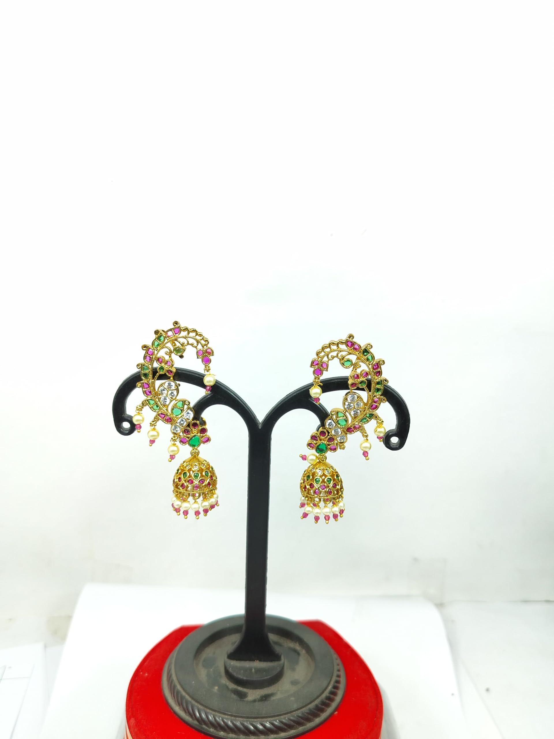 Gold Plated Peacock Style Jhumka Earrings for Women | Multicolor Traditional Temple Jewellery Earrings for Girls | Bridal Drop Earrings | Gift for Women