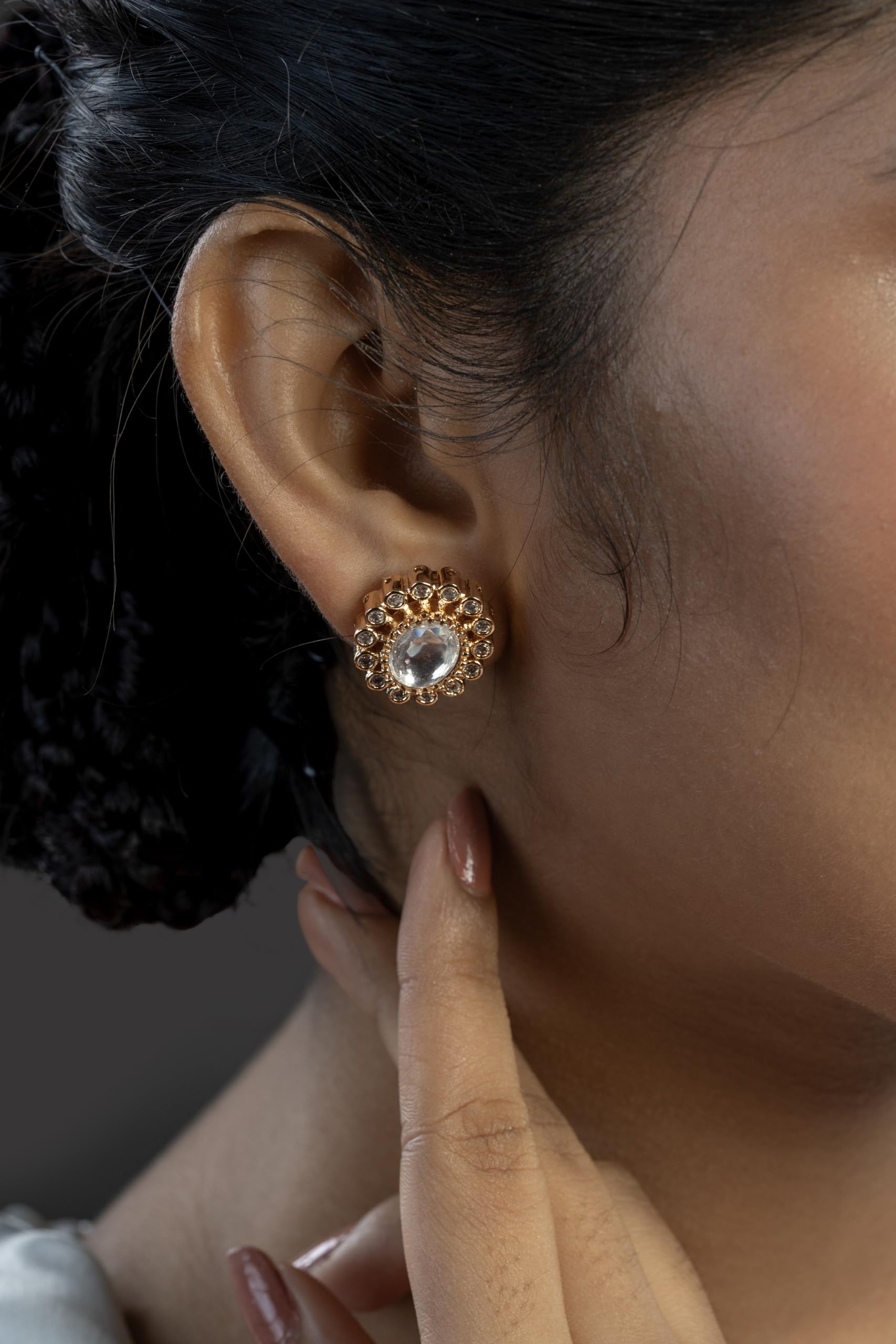 Gold Plated Pearl Stud Earrings for Women Stylish | Floral Fashion Jewellery Earrings for Girls | Elegant Earrings Gift for Women