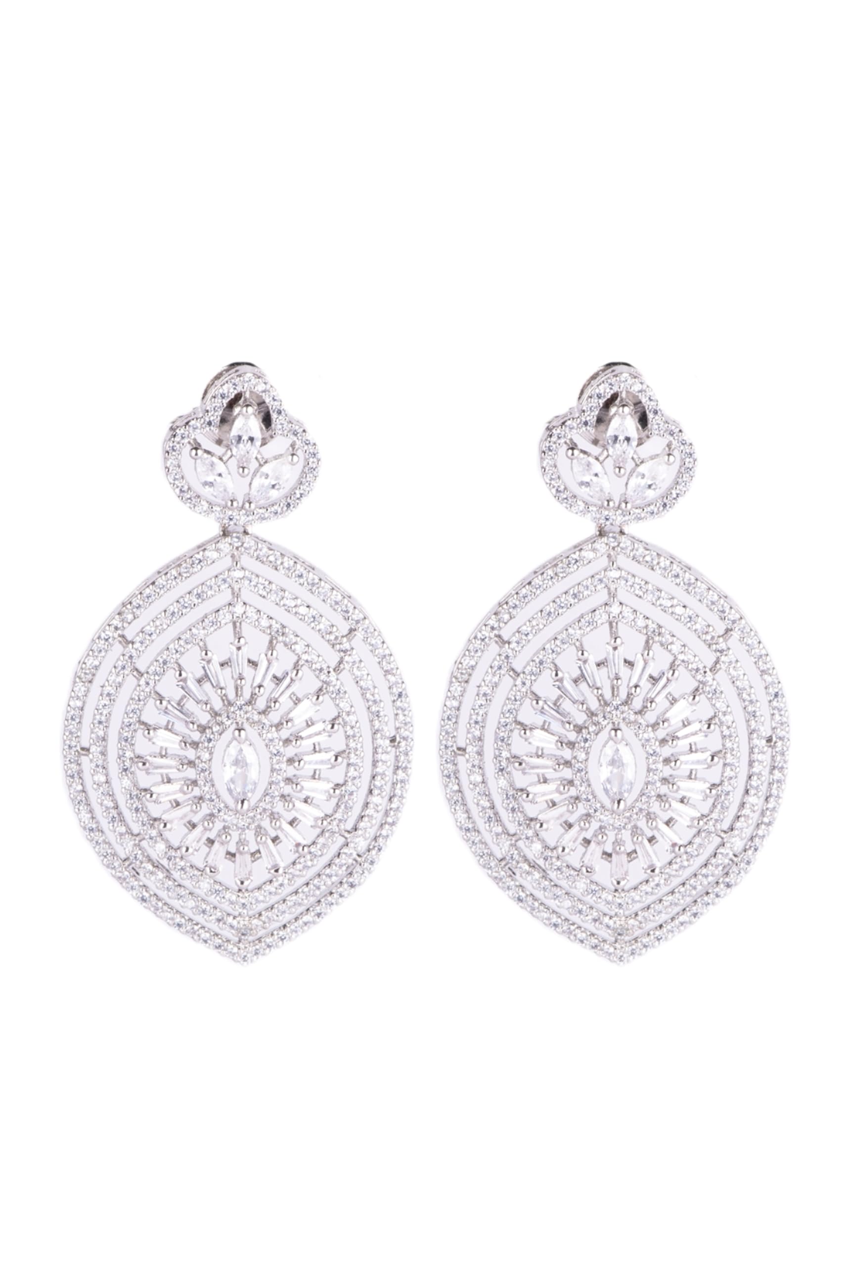 KAYRAH High-polished Brass CZ Stone Pendant Necklace, Stud Earrings and Ring Set for Women and Girls with Matching Earrings with Matching Earrings