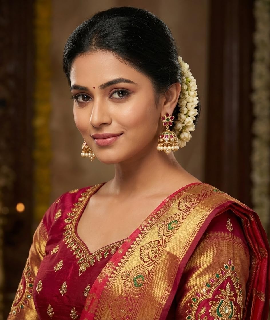 Gold Plated Floral Jhumka Earrings for Women Stylish | Pink Stone Traditional Fashion Jewellery Earrings for Girls | Elegant Earrings Gift for Women