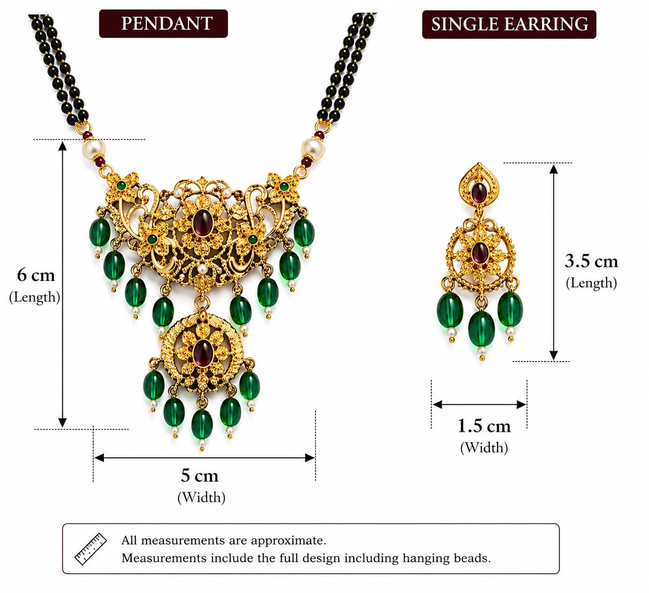 KAYRAH Gold Plated Temple Necklace Set, Lakshmi Pendant Mangalsutra Style, Jhumka Earrings, Traditional South Indian Wedding Jewellery with Matching Earrings with Matching Earrings