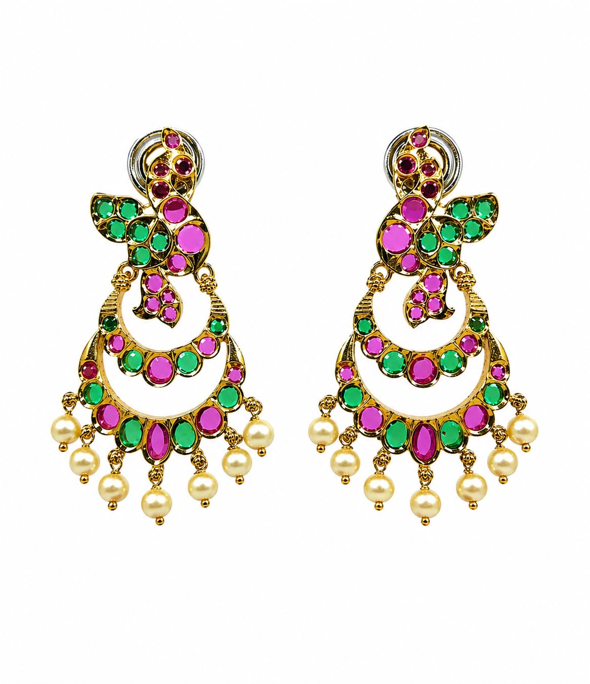 Gold Plated Multicolor Stone Drop Earrings for Women Stylish | Traditional Fashion Jewellery Earrings for Girls | Elegant Earrings Gift for Women