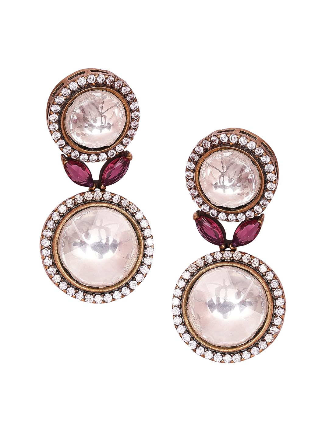KAYRAH Women Brass Material Crafted CZ Stone Studed Necklace with Earrings with Matching Earrings with Matching Earrings