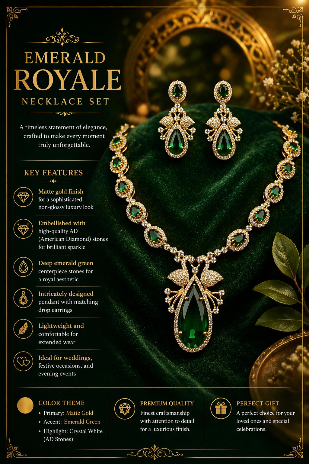 KAYRAH Gold Plated Temple Jewellery Necklace Set with Lakshmi Pendant and Jhumka Earrings, Traditional South Indian Bridal with Matching Earrings with Matching Earrings