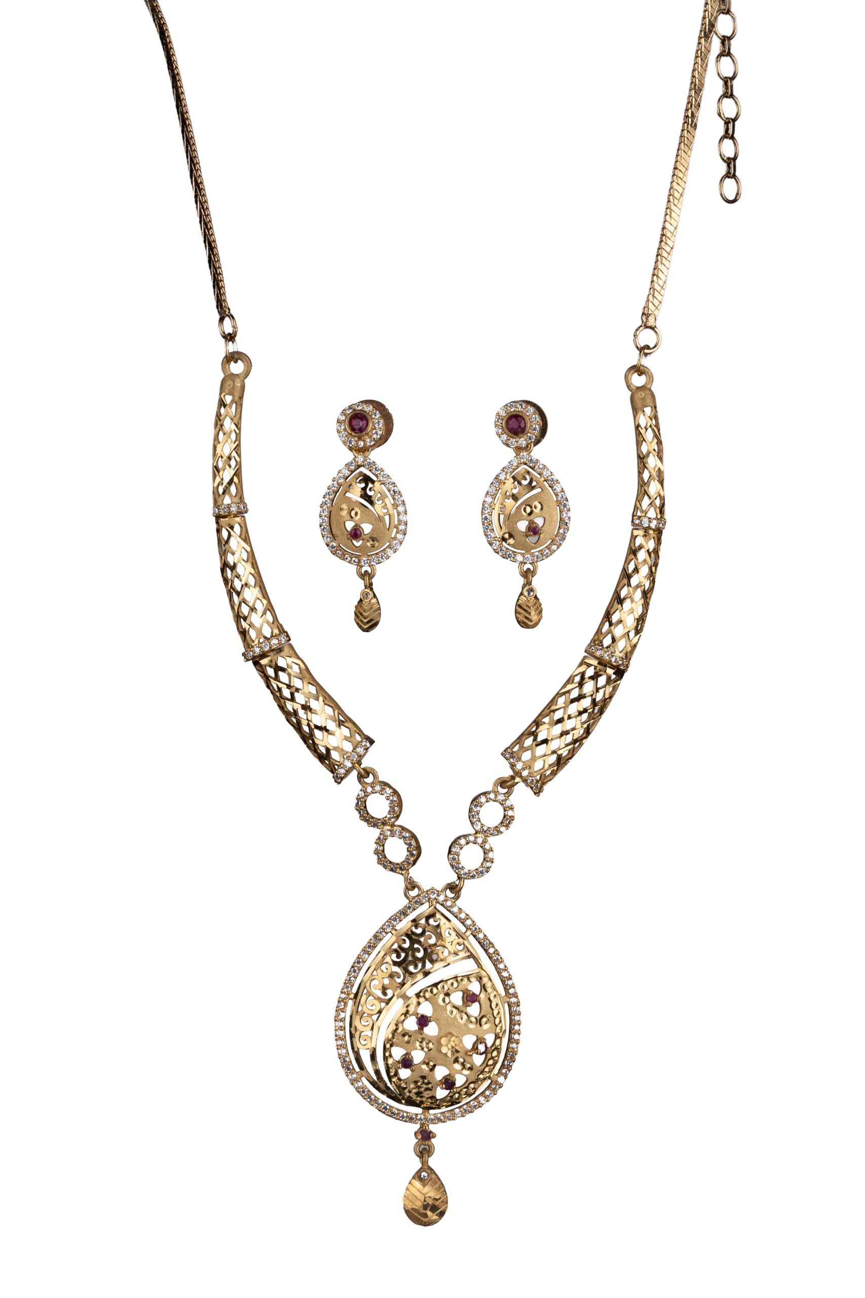 KAYRAH Gold Plated Traditional Necklace Set for Women with Matching Earrings with Matching Earrings