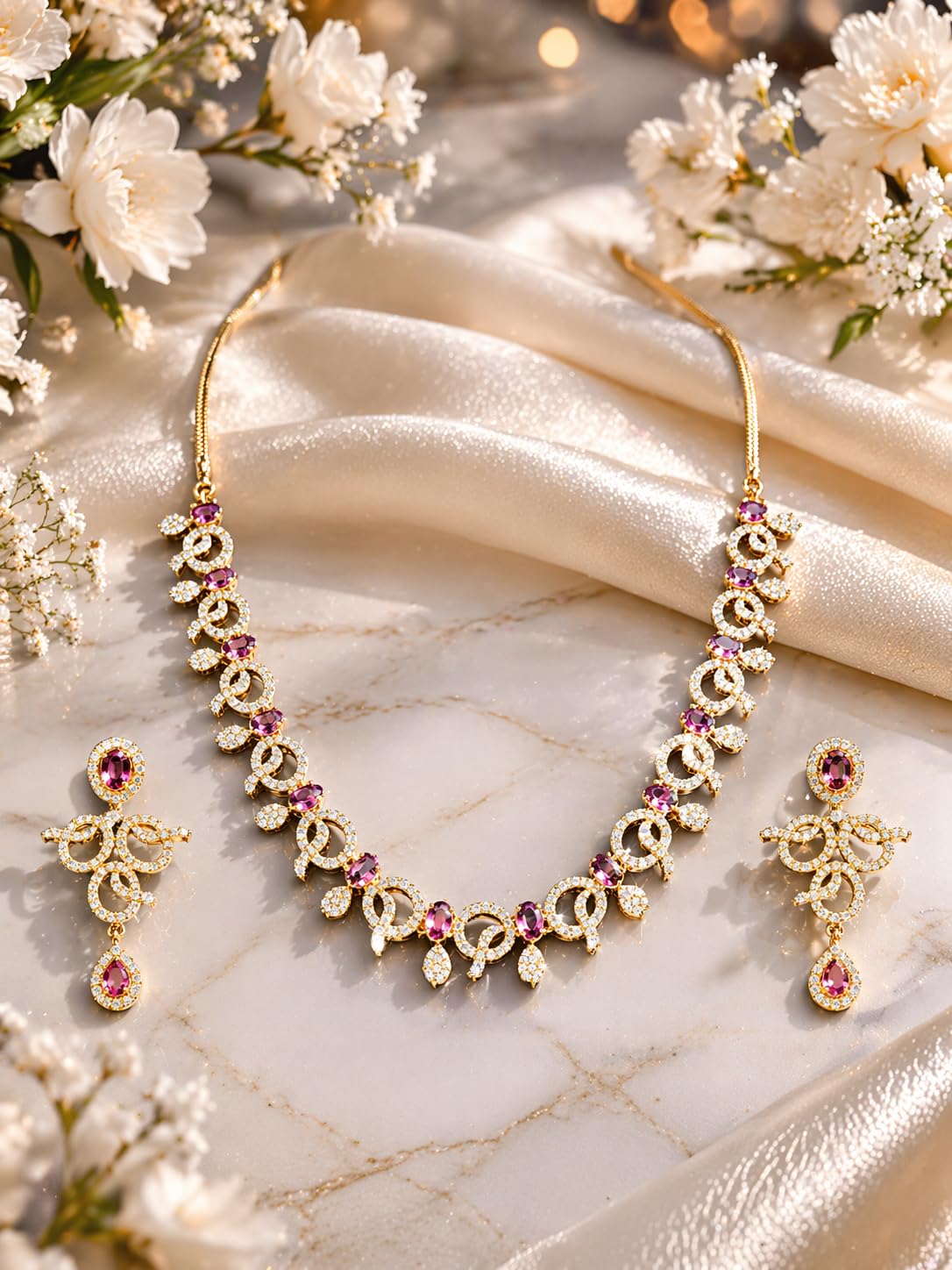 KAYRAH Gold Plated Temple Mangalsutra Necklace Set with Earrings, Traditional South Indian Lakshmi Design, Green Beads, Bridal Wedding Jewellery with Matching Earrings with Matching Earrings