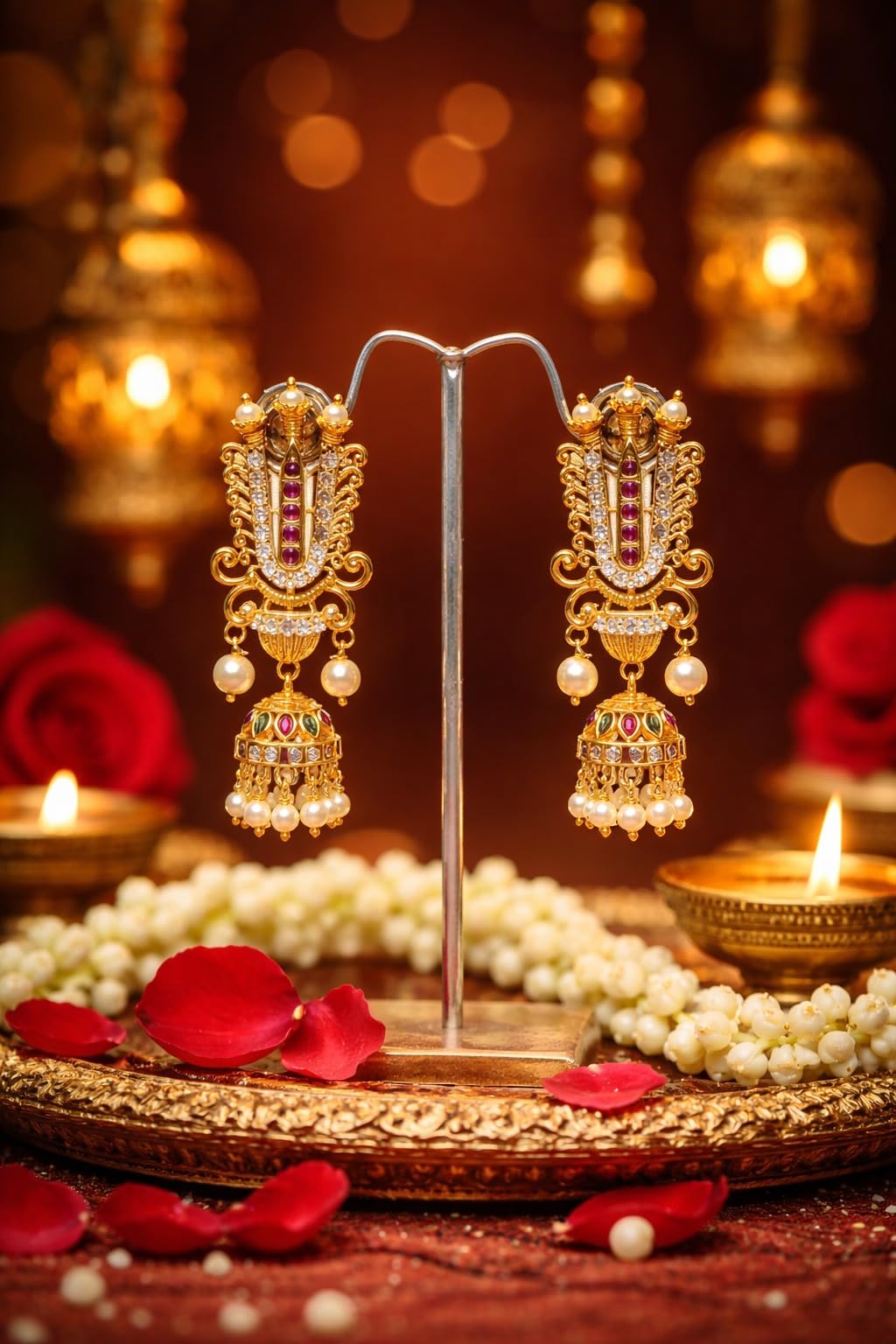 Gold Plated Traditional Jhumka Earrings for Women Stylish | Temple Fashion Jewellery Earrings for Girls | Elegant Earrings Gift for Women