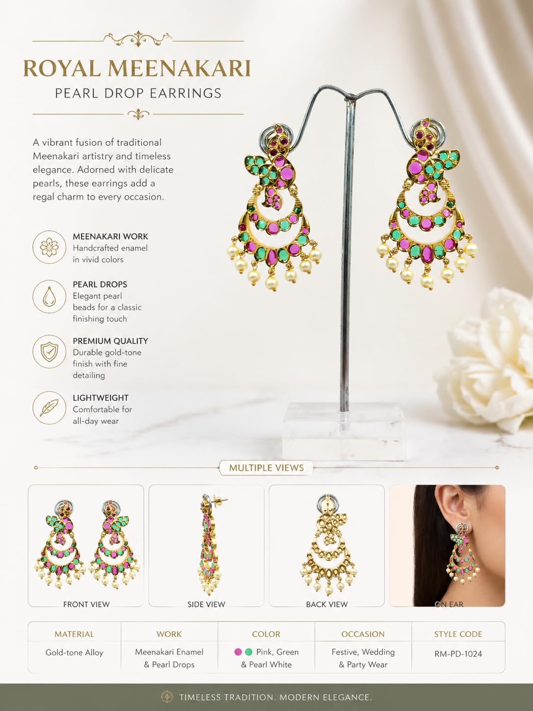Gold Plated Multicolor Stone Drop Earrings for Women Stylish | Traditional Fashion Jewellery Earrings for Girls | Elegant Earrings Gift for Women