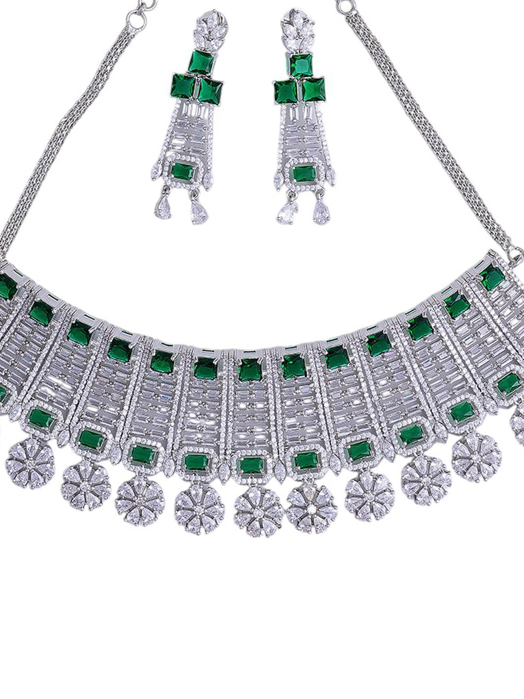 KAYRAH Women Pink Brass Material Crafted CZ Stone Studed Necklace with Earrings with Matching Earrings with Matching Earrings