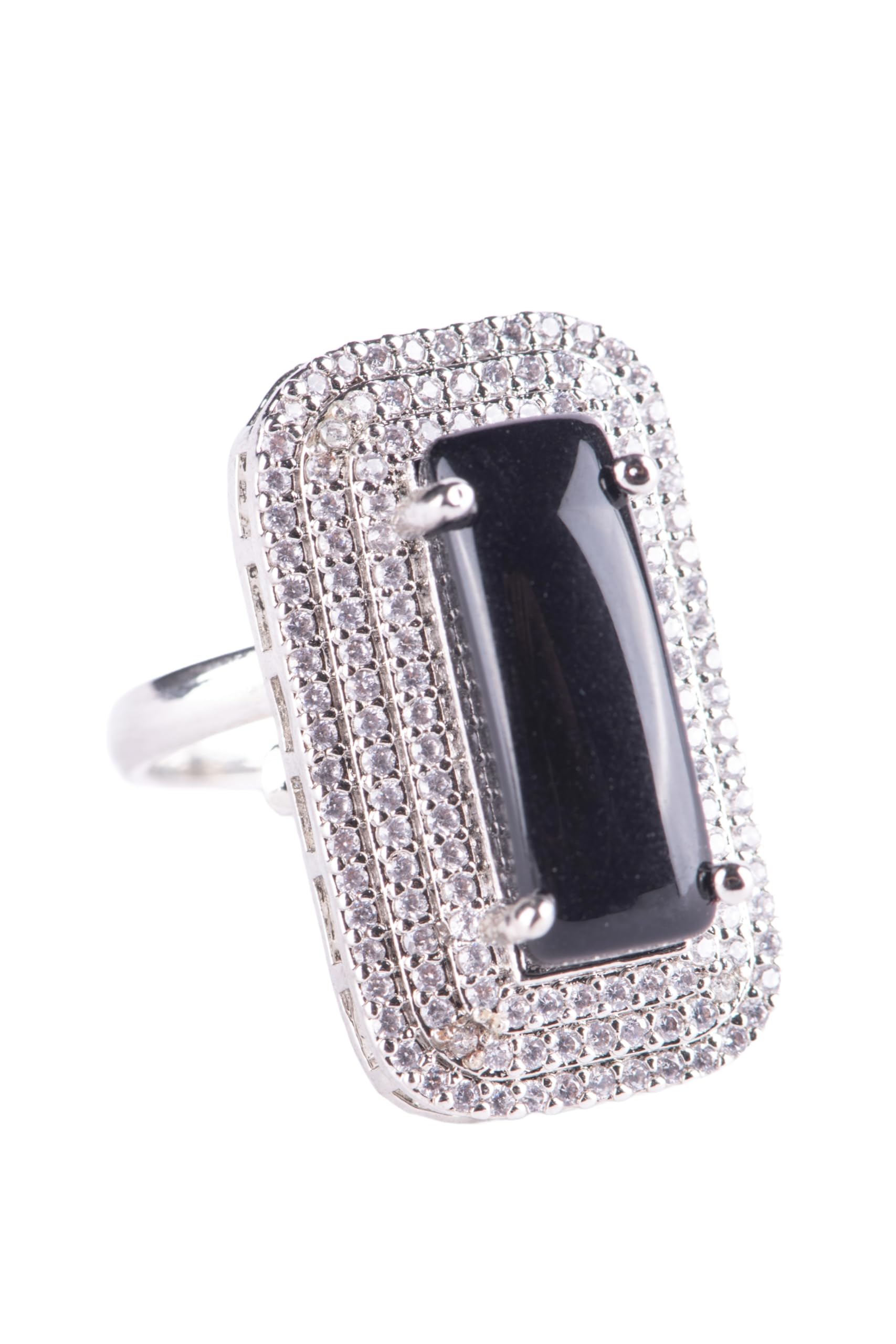 KAYRAH High-polished Brass CZ Stone Pendant Necklace, Stud Earrings and Ring Set for Women and Girls with Matching Earrings with Matching Earrings