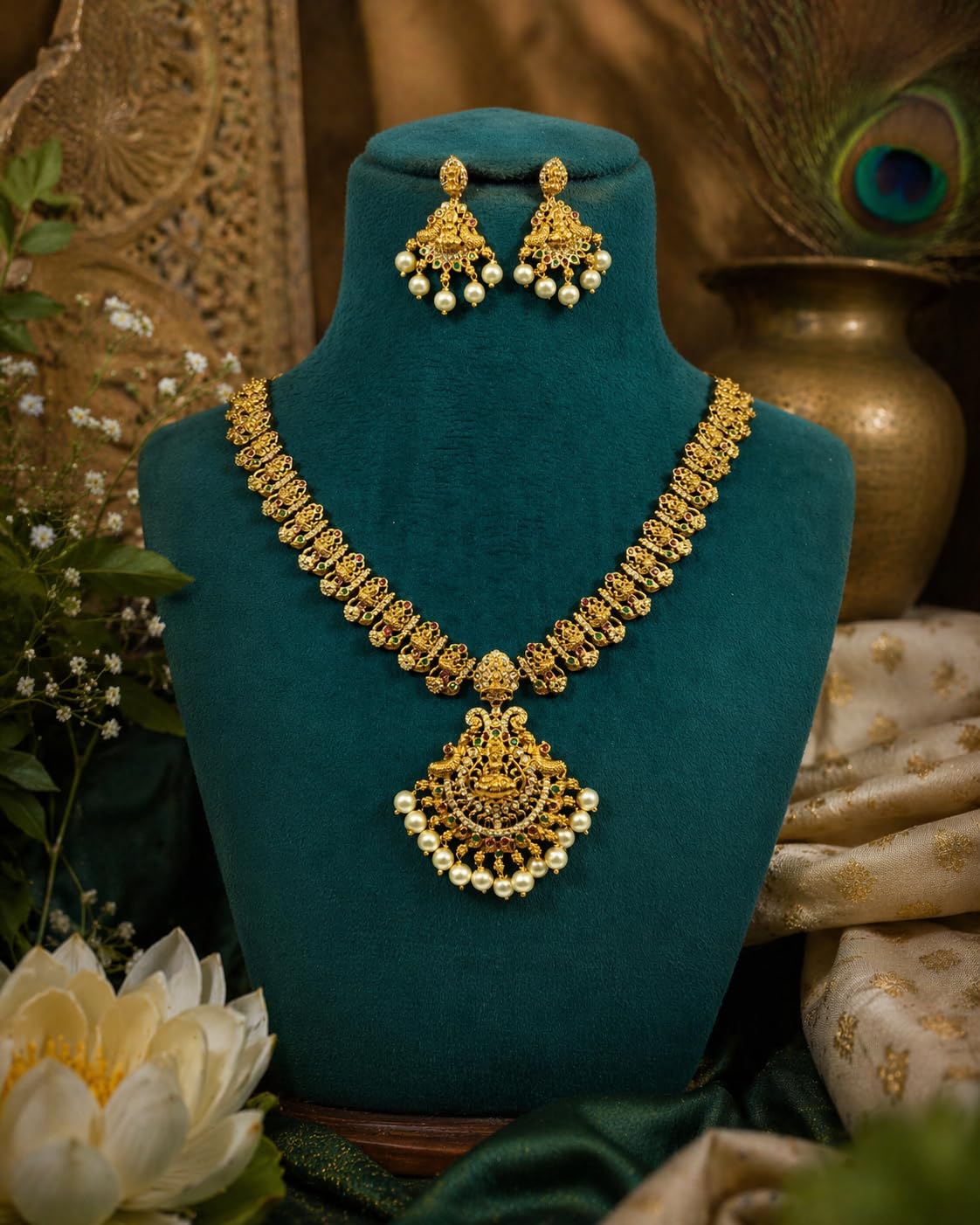 KAYRAH Gold Plated Jewellery Set with Pink Cubic Zirconia Stones, American Diamond Heart Pendant Necklace and Drop Earrings for Wedding & Party with Matching Earrings with Matching Earrings