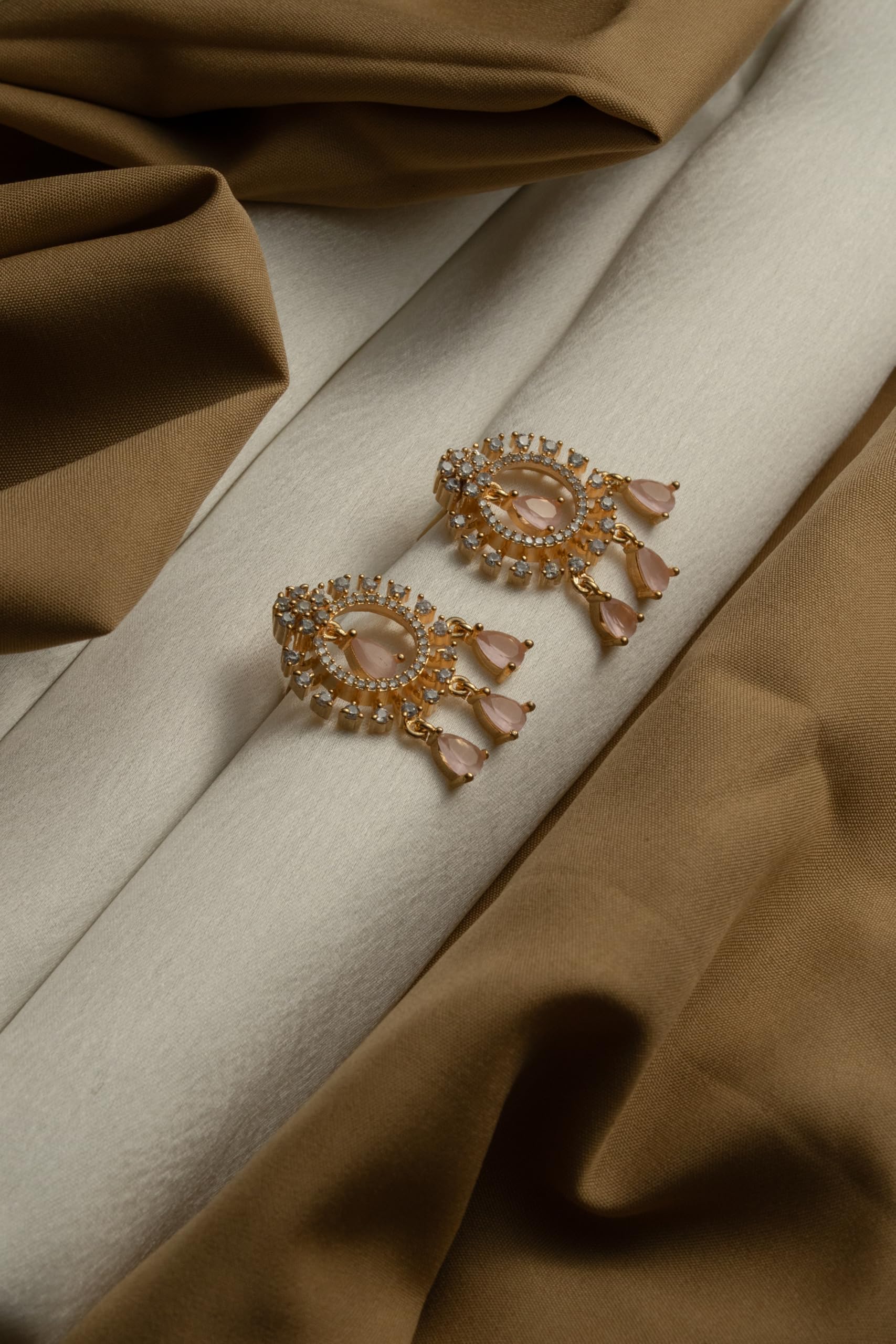Gold Plated Tassel Drop Earrings for Women Stylish | Crystal Fashion Jewellery Earrings for Girls | Elegant Earrings Gift for Women