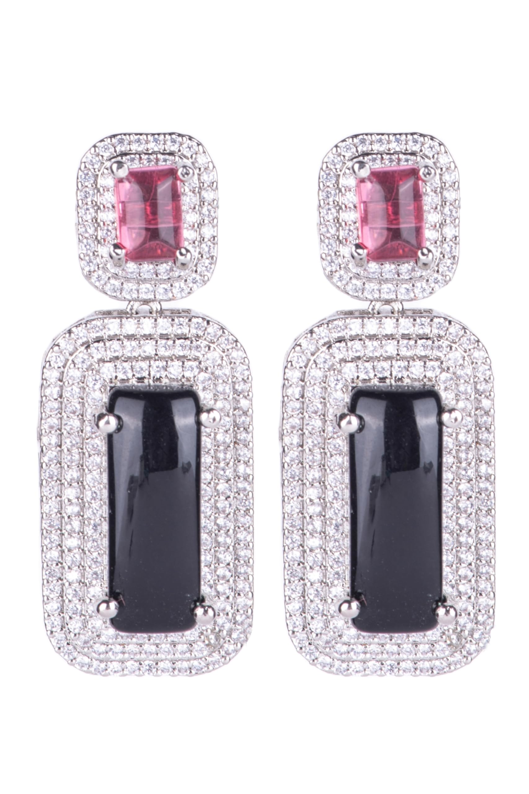 KAYRAH High-polished Brass CZ Stone Pendant Necklace, Stud Earrings and Ring Set for Women and Girls with Matching Earrings with Matching Earrings