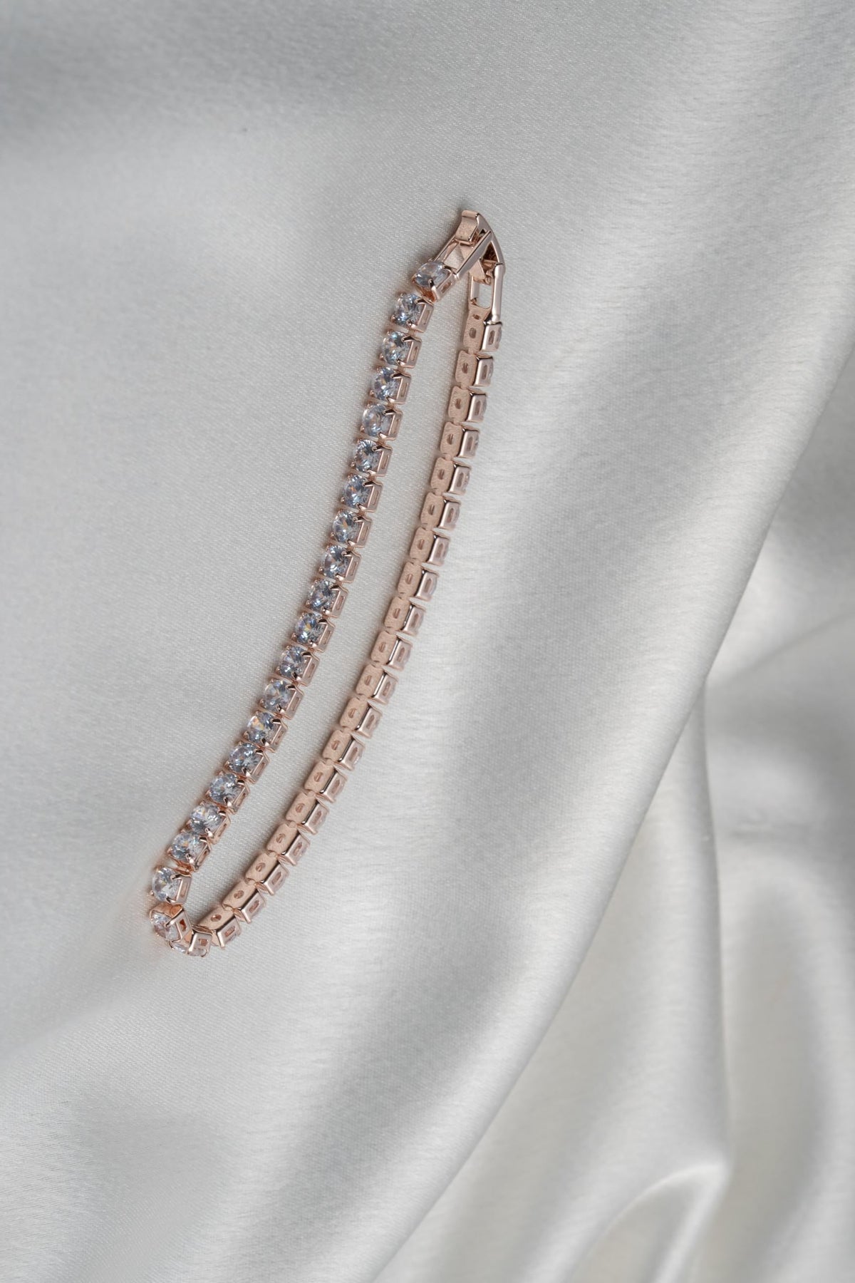 KAYRAH Rose Gold Toned Crystal Tennis Bracelet for Women