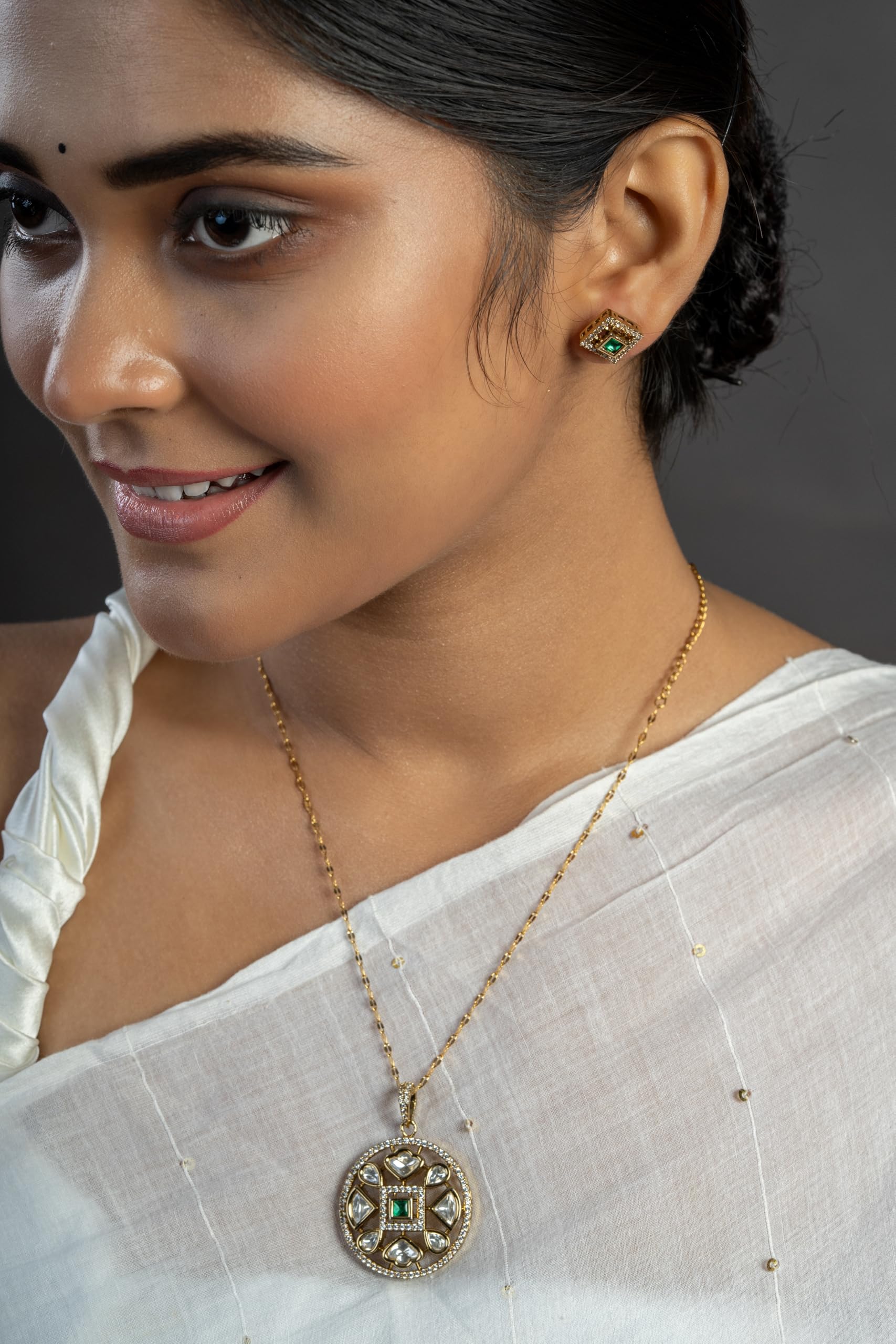 KAYRAH Women Muliple Colors Brass Material Crafted Onyx Stone Studed Necklace with Earrings with Matching Earrings with Matching Earrings