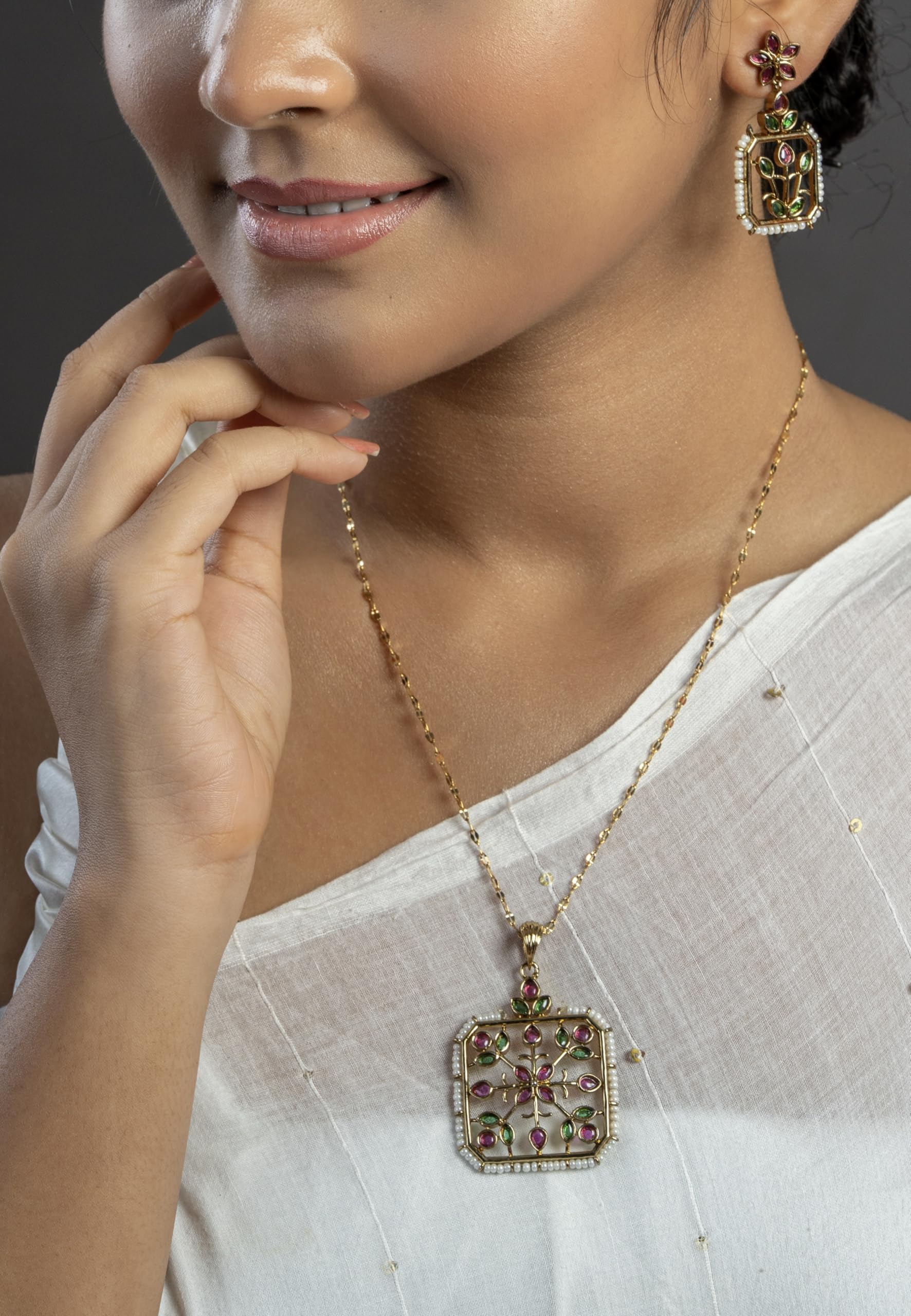 KAYRAH Women Multiple Colors Brass Material Crafted Onyx Stone Studed Necklace with Earrings with Matching Earrings with Matching Earrings