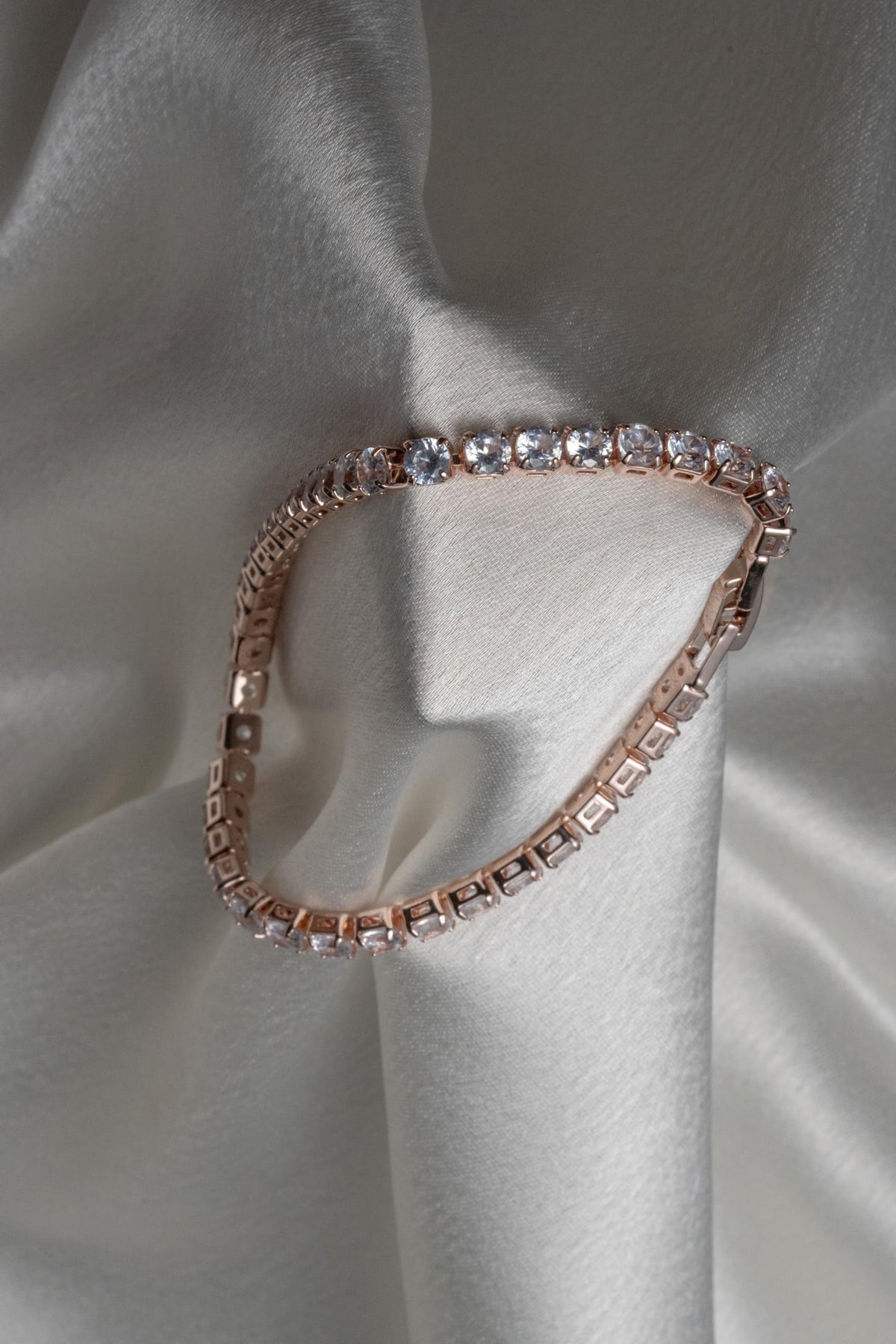 KAYRAH Rose Gold Toned Crystal Tennis Bracelet for Women