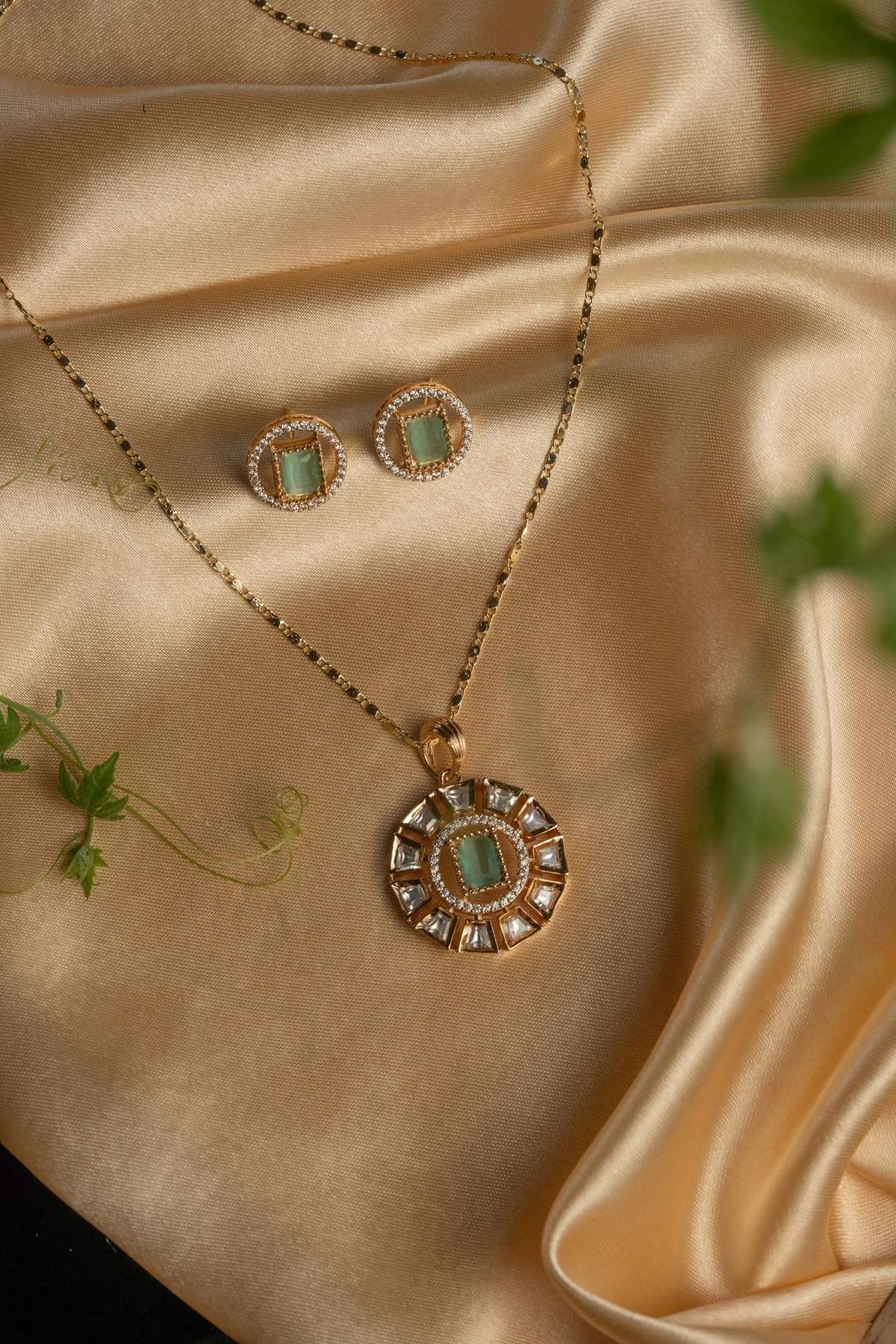 KAYRAH Women Red Brass Material Crafted Kundan Stone Studed Necklace with Earrings with Matching Earrings with Matching Earrings