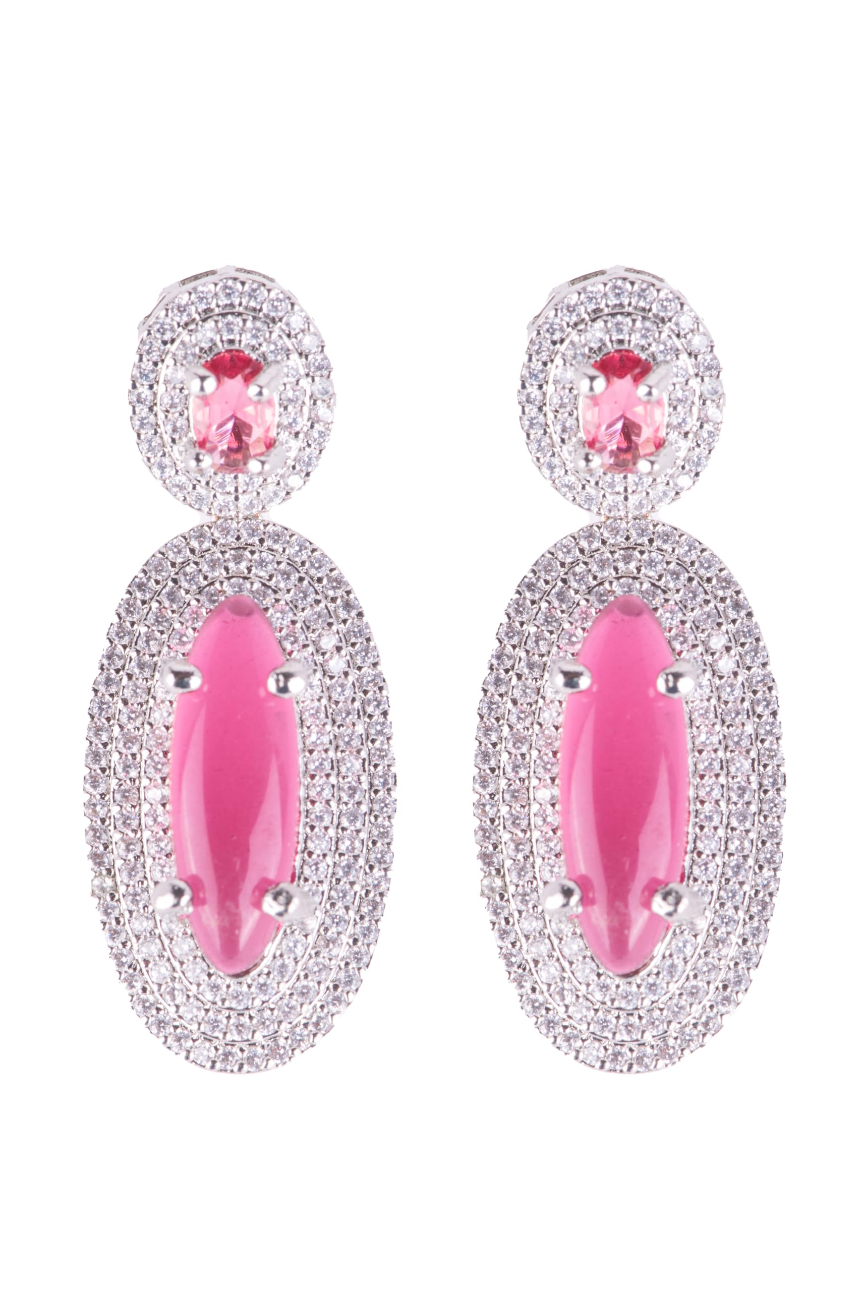 KAYRAH High-polished Brass CZ Stone Pendant Necklace, Stud Earrings and Ring Set for Women and Girls with Matching Earrings with Matching Earrings