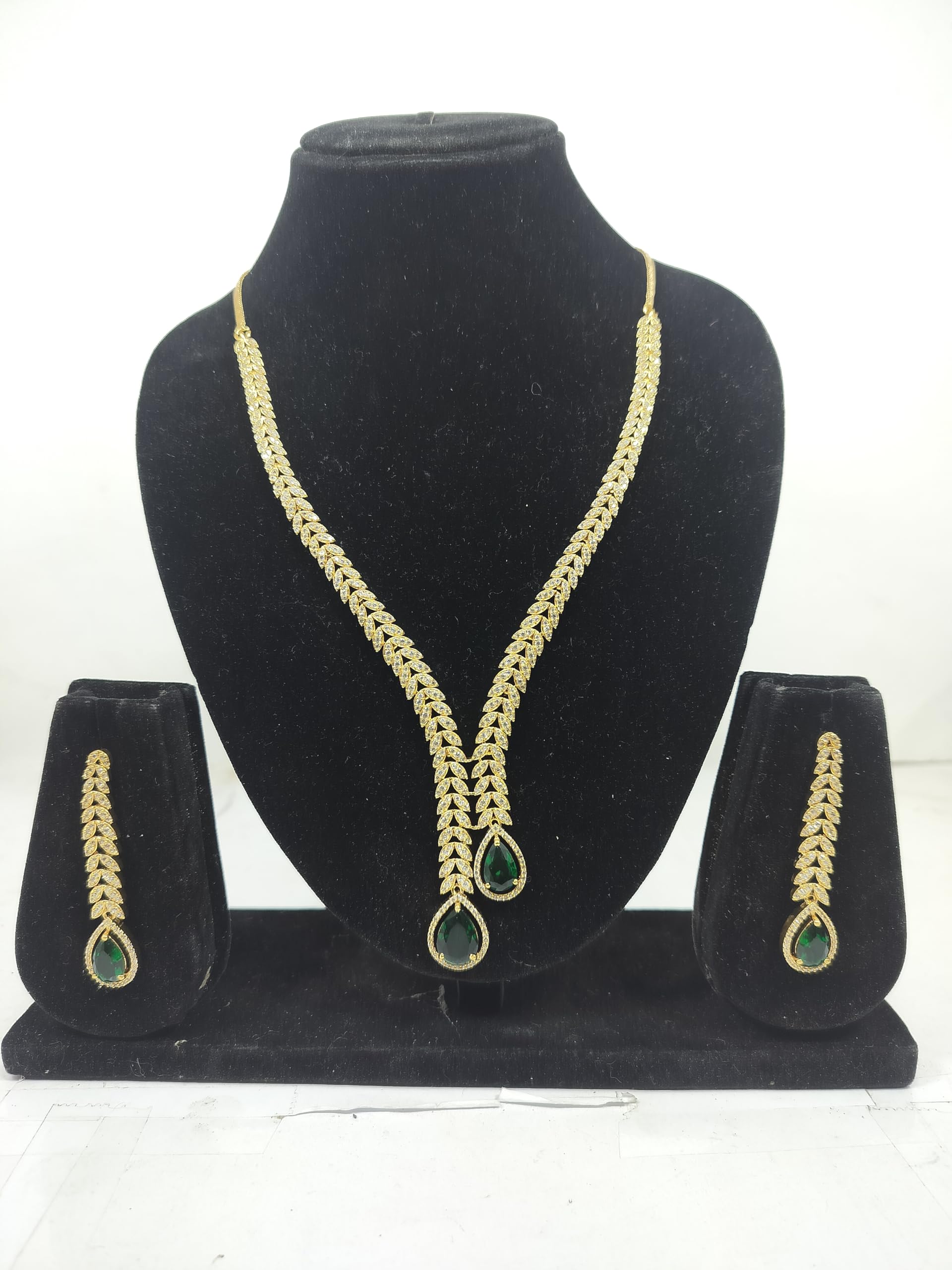 KAYRAH Gold Plated Blue Stone Necklace Set for Women Stylish with Matching Earrings with Matching Earrings
