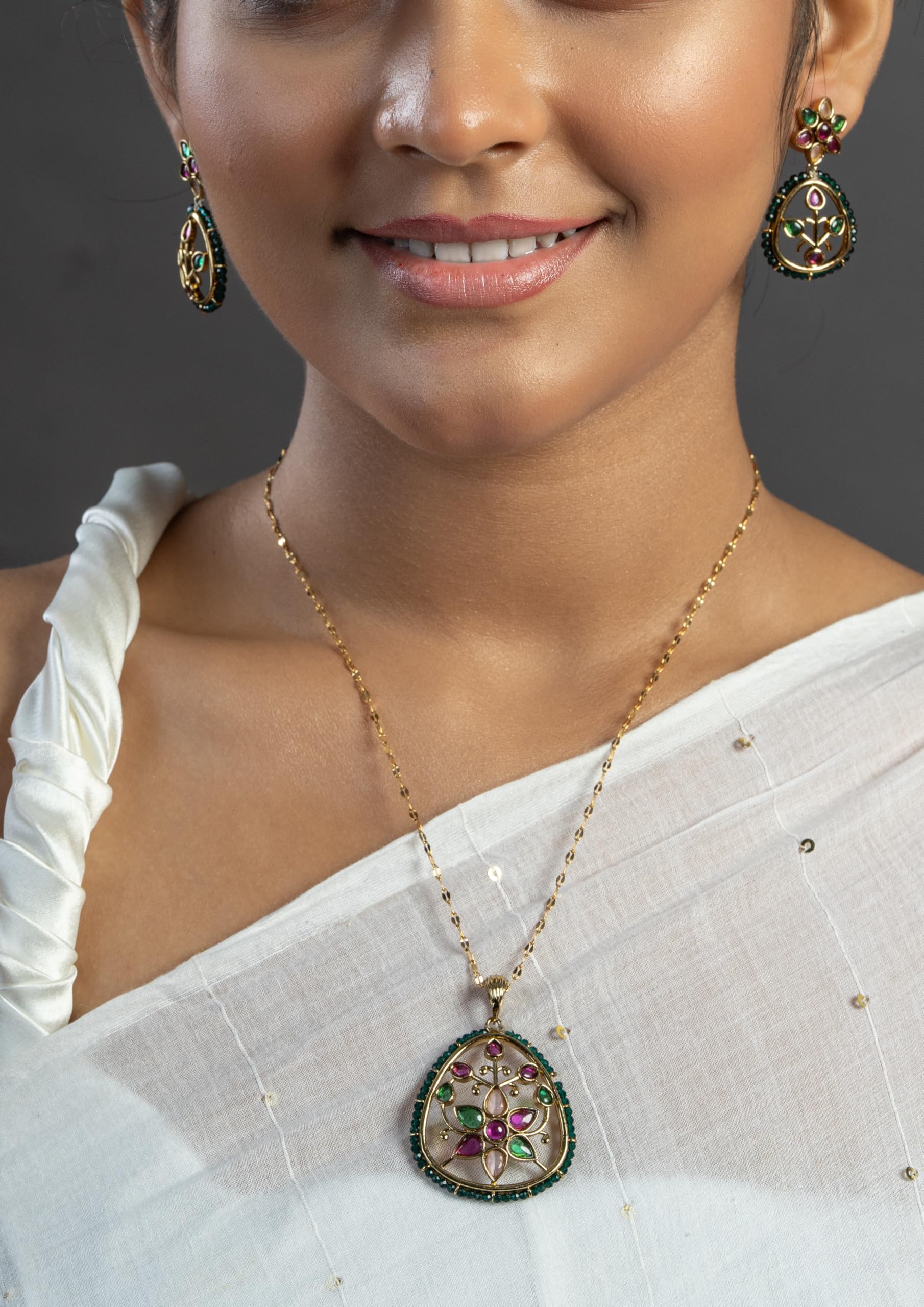 KAYRAH Women Multiple Colors Brass Material Crafted Onyx Stone Studed Necklace with Earrings with Matching Earrings with Matching Earrings