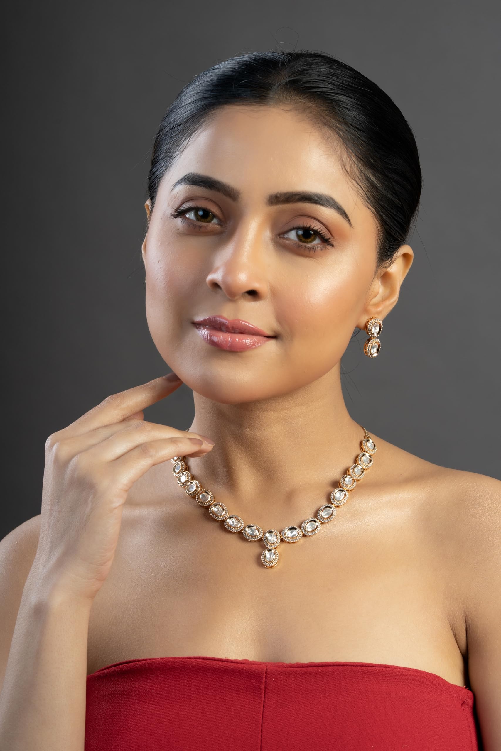 KAYRAH Gold Plated Necklace Set for Women Stylish with Matching Earrings with Matching Earrings